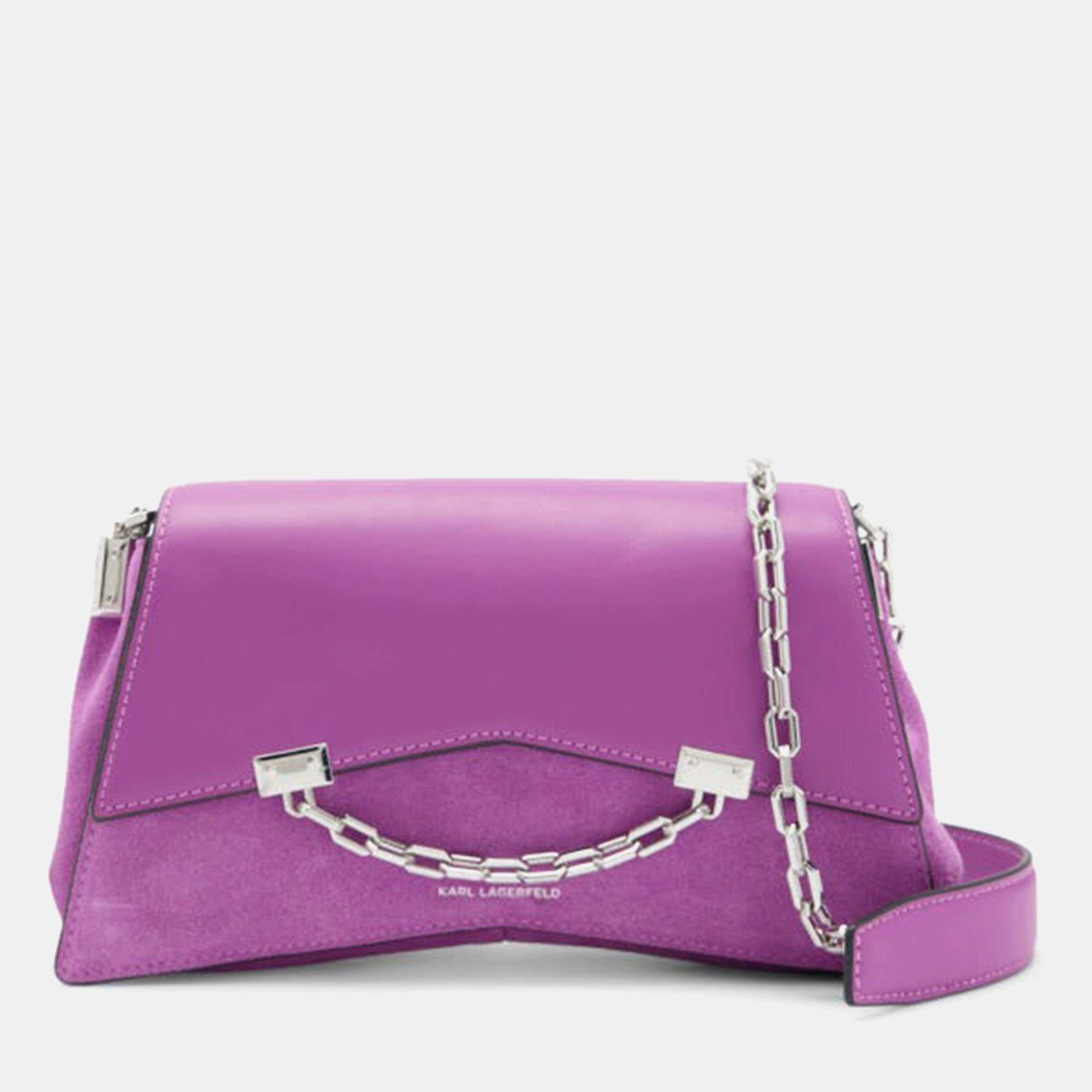 KARL LAGERFELD Pre-owned Karl Lagerfield Kseven 2 Sp Cb Suede Purple Suede Shoulder Bag
