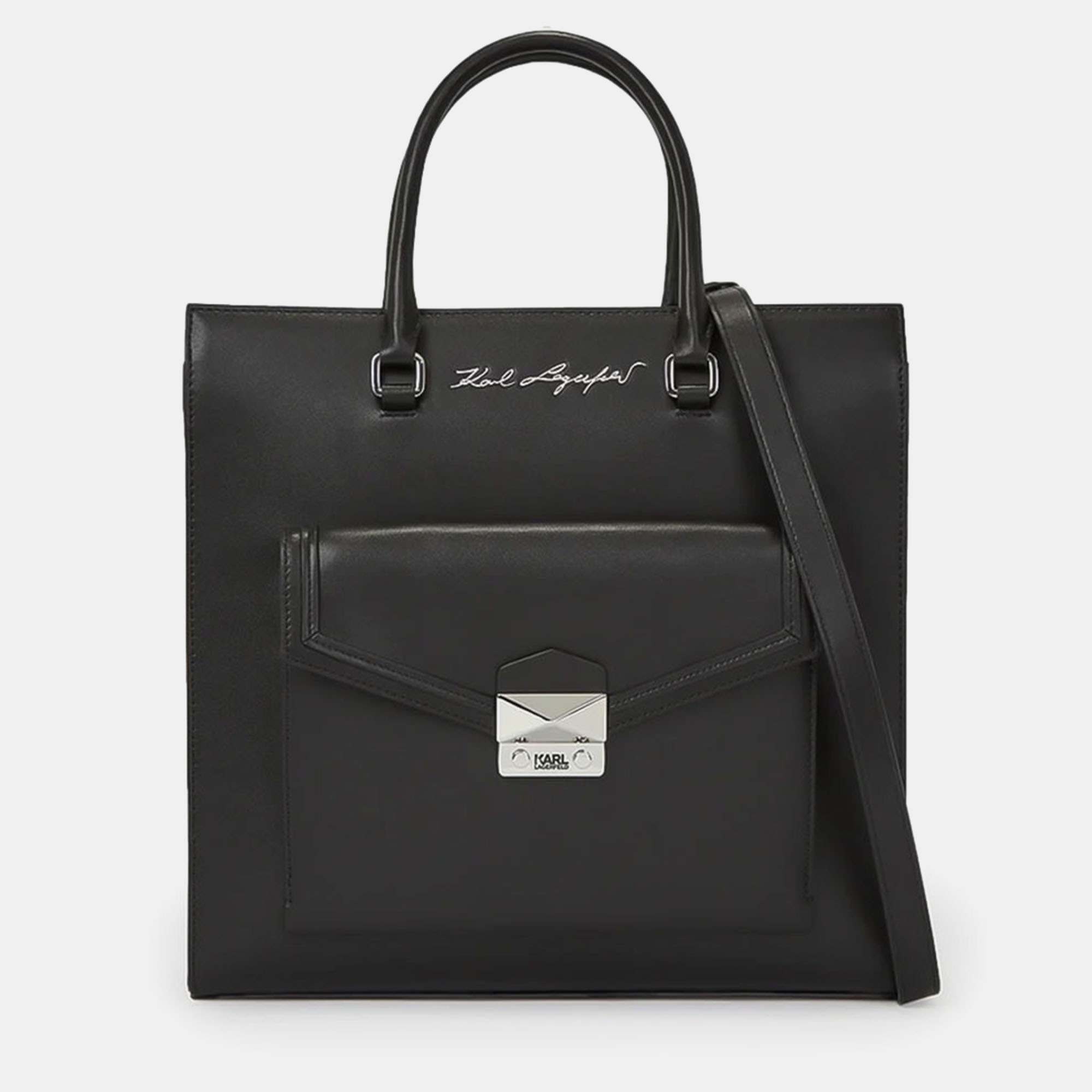 

Karl Lagerfield K Style Black Leather Tote Bag