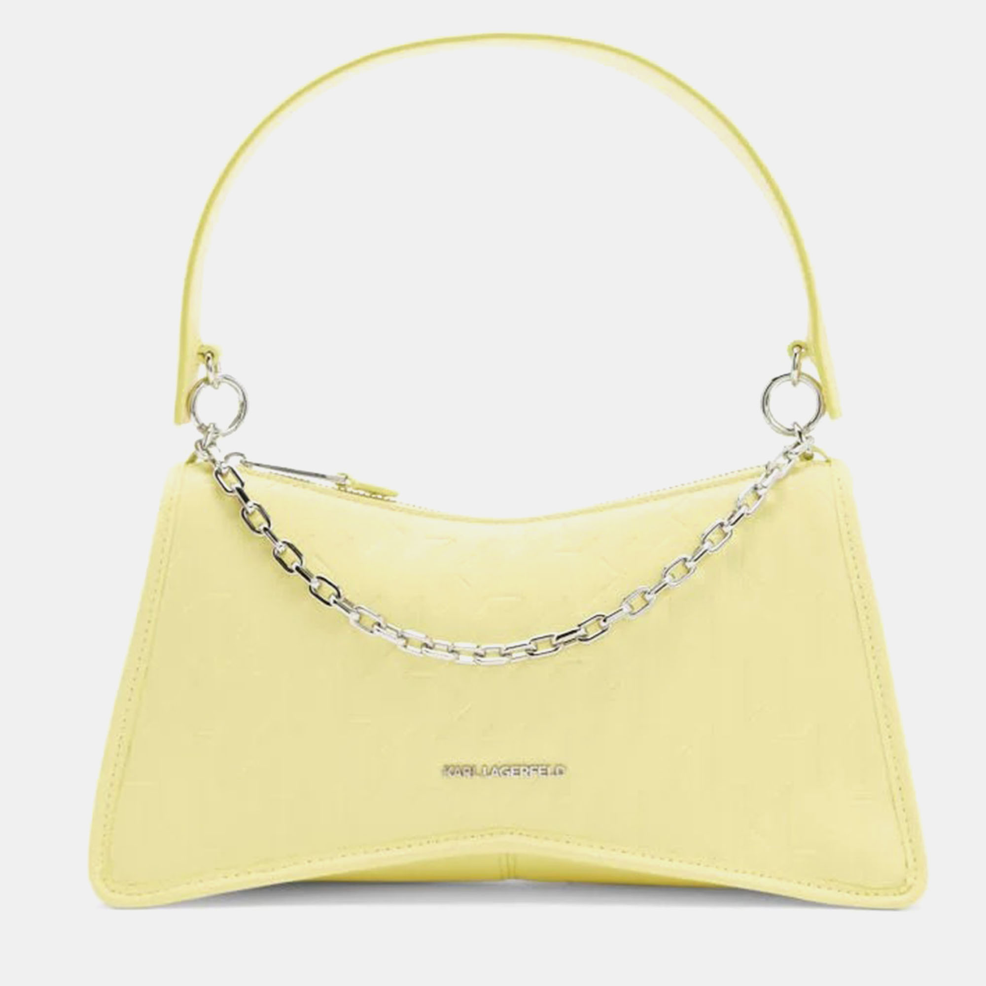 KARL LAGERFELD Pre-owned Karl Lagerfield K Seven Element Shb Embossed Yellow Leather Shoulder Bag