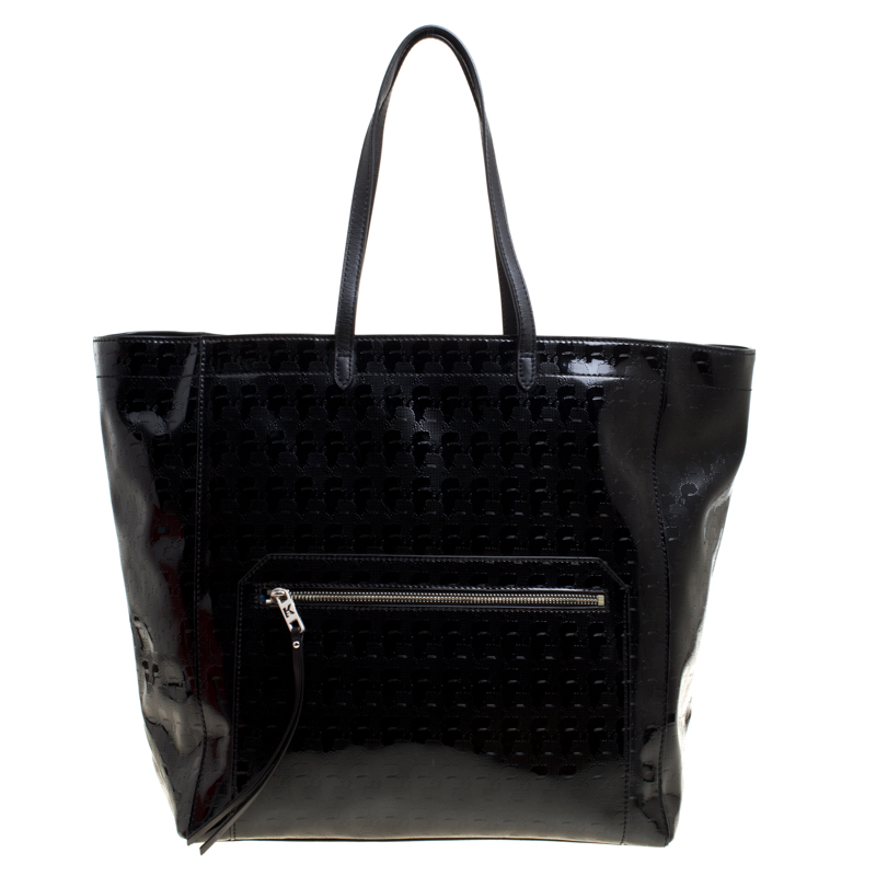 Karl Lagerfeld Black Coated Canvas Large Kache Shopping Tote 