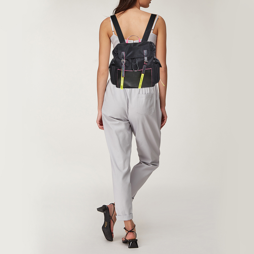 

Karl Lagerfeld Black Nylon K/neon Backpack