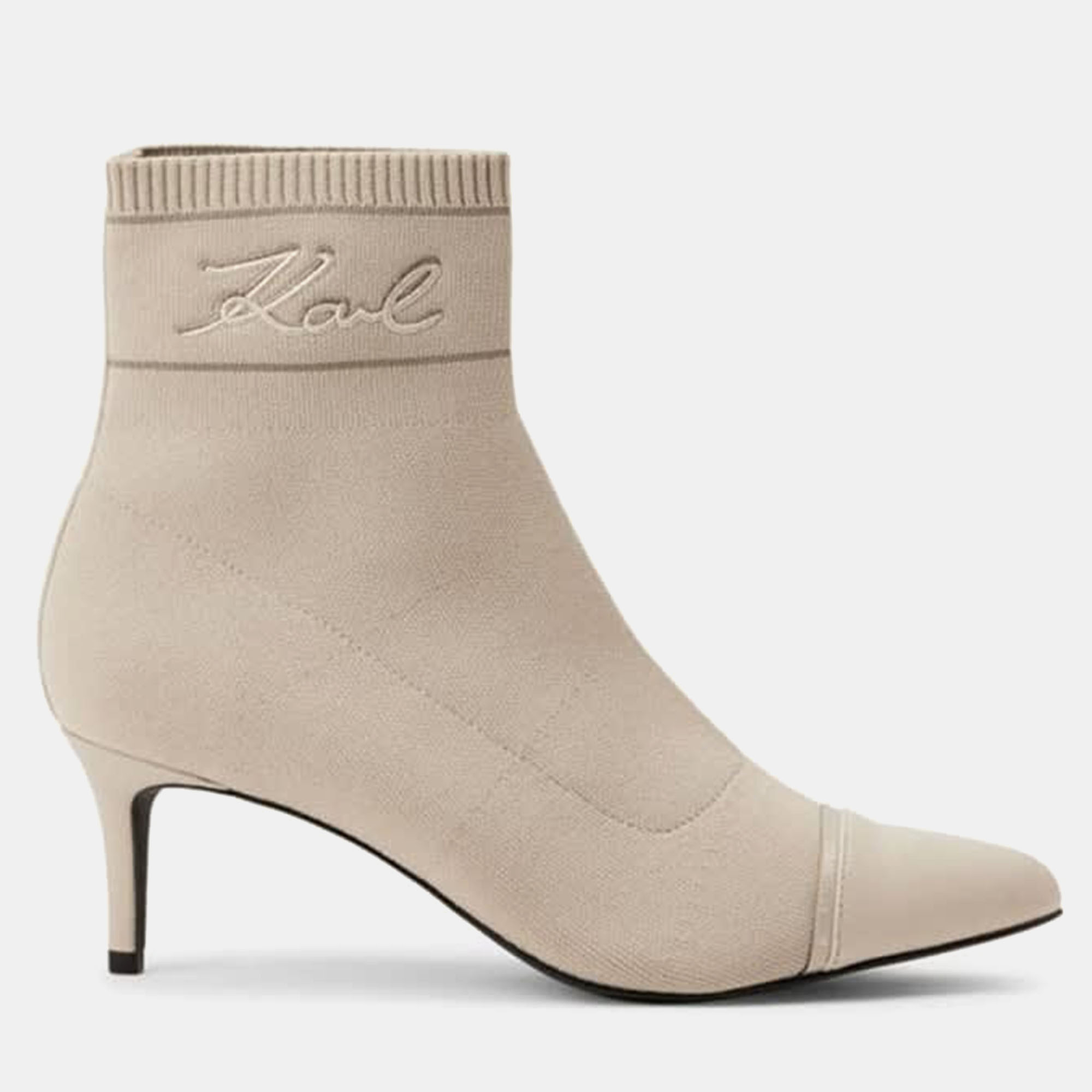 KARL LAGERFELD Pre-owned Karl Lagerfield Pandara Beige Leather Mid Ankle Boots In Sand
