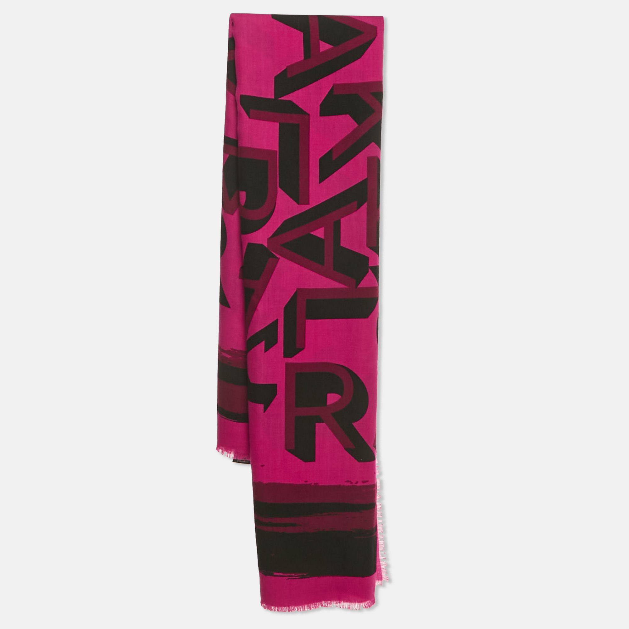 

Karl Lagerfeld Pink Lettering Wool Scarf