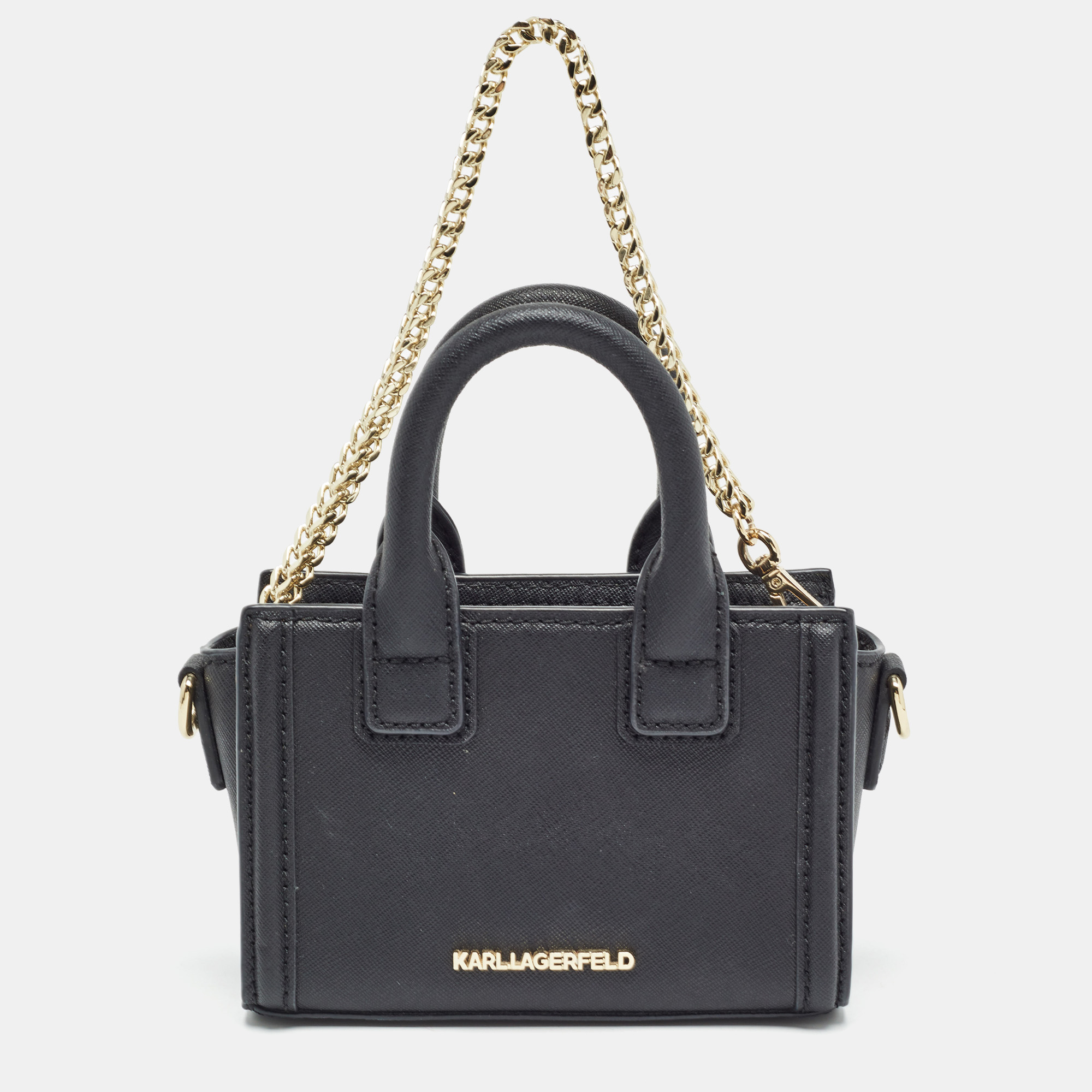 

Karl Lagerfeld Black Saffiano Leather Micro K KLASSIK Tote