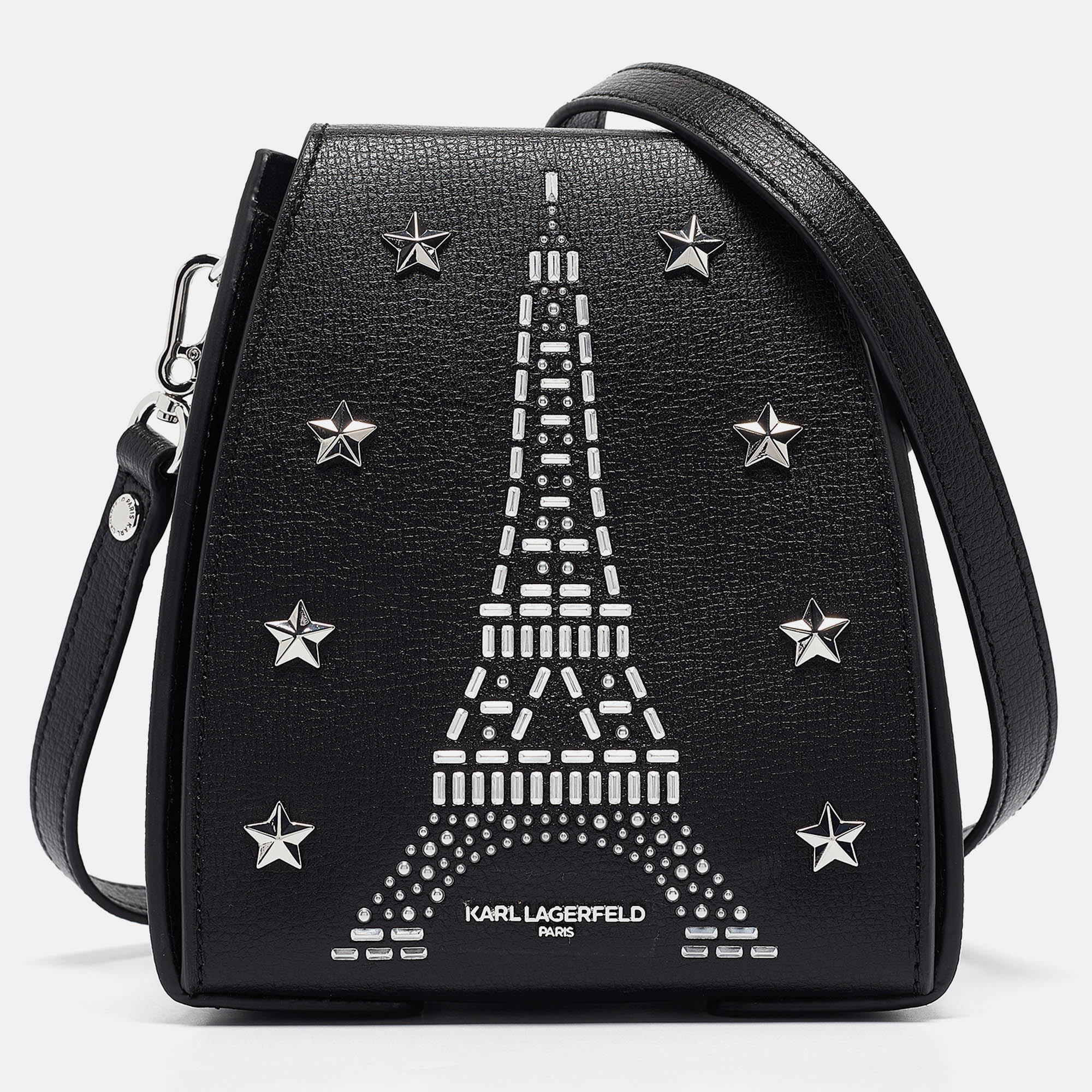 

Karl Lagerfeld Black Leather Paris Ikons Crossbody Bag