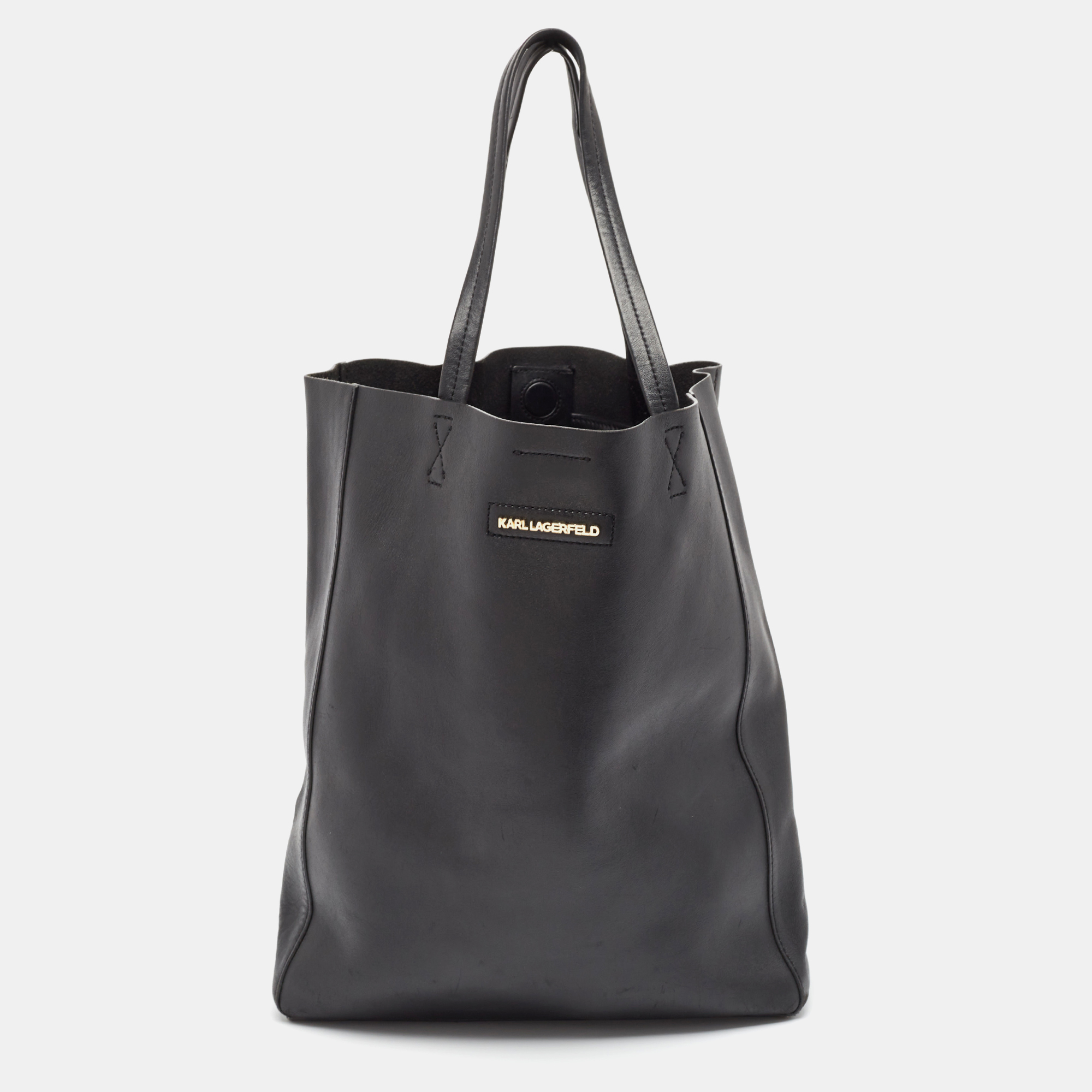 

Karl Lagerfeld Black Leather Vertical Tote