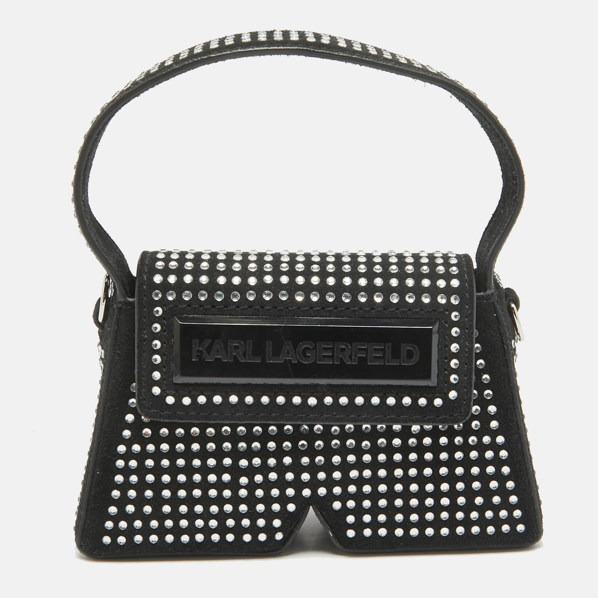 

Karl Lagerfeld Black Suede Nano Crystals Ikon/K Bag