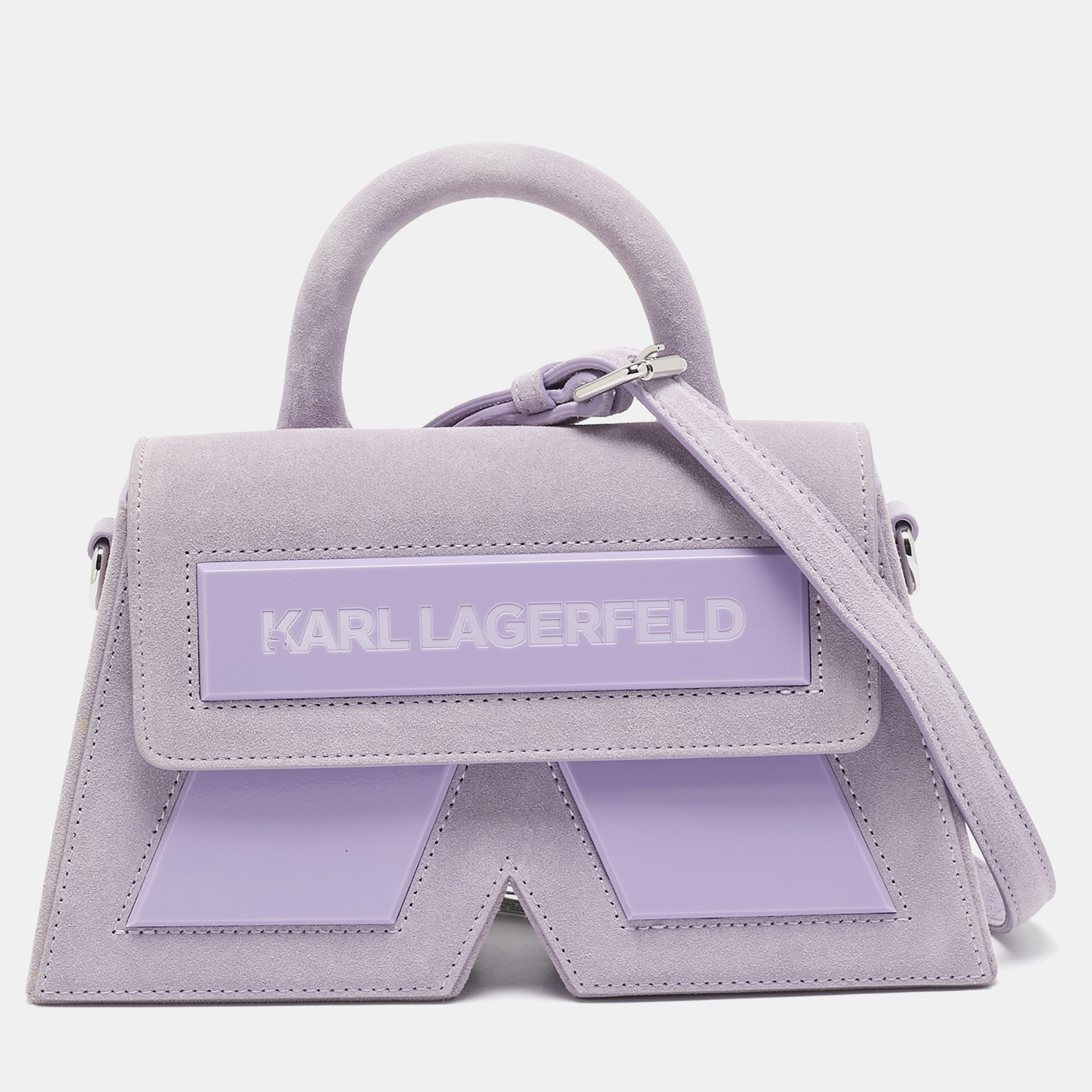 

Karl Lagerfeld Purple Suede K/Ikonik Top Handle Bag