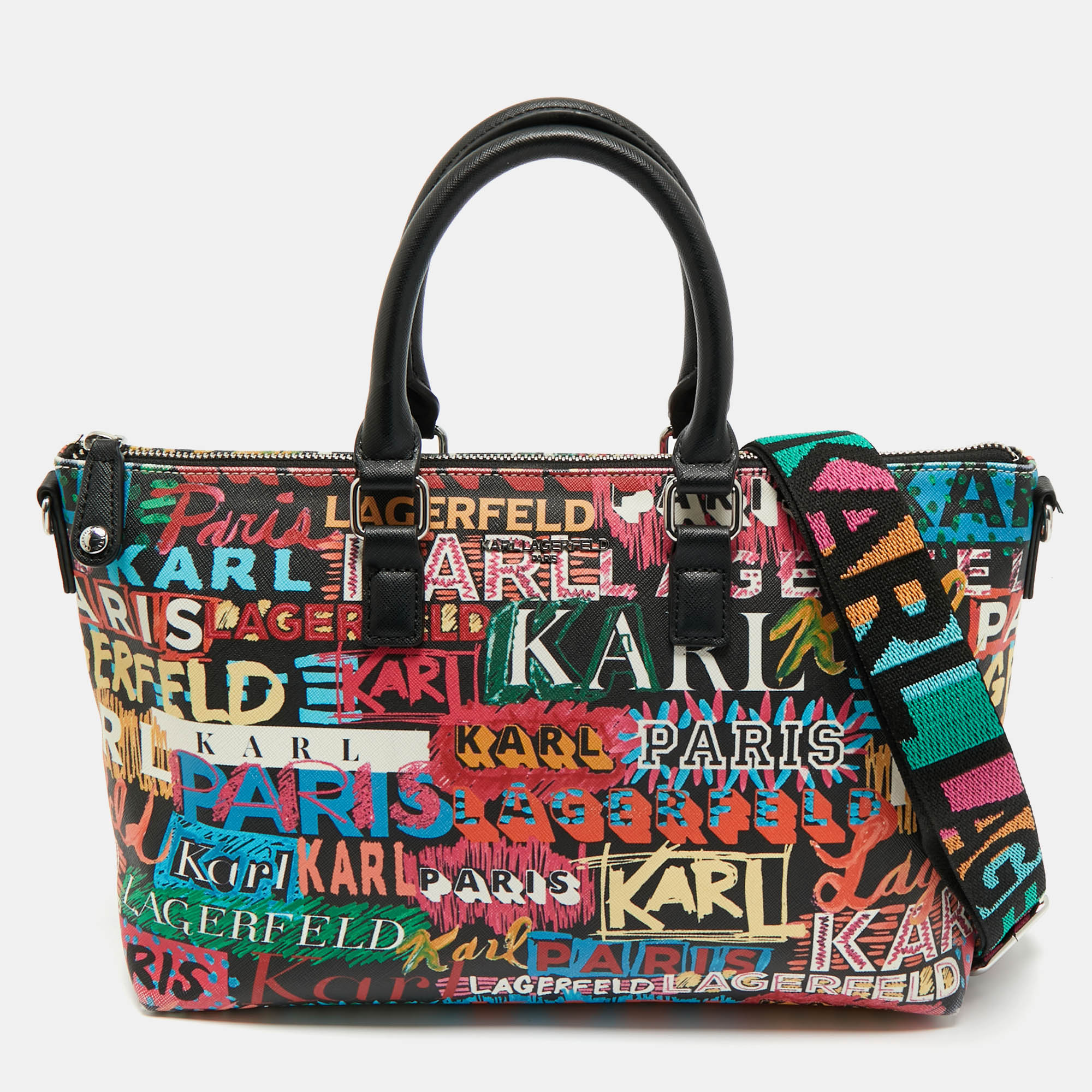 Pre-owned Karl Lagerfeld Multicolor Graffiti Pvc Tote
