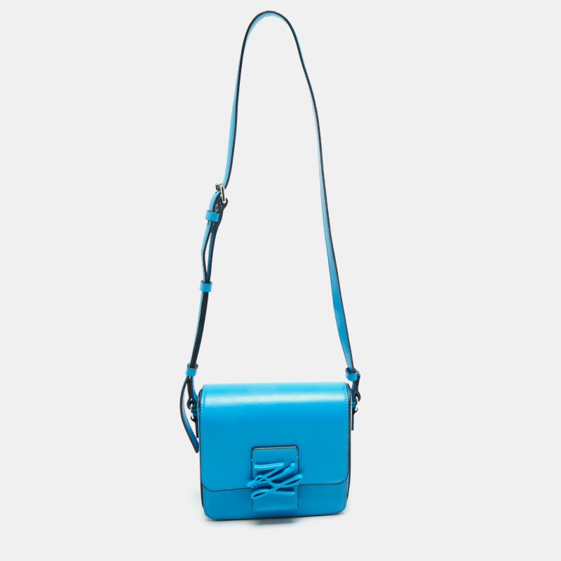 Pre-owned Karl Lagerfeld Blue Leather K/autograph Crossbody Bag