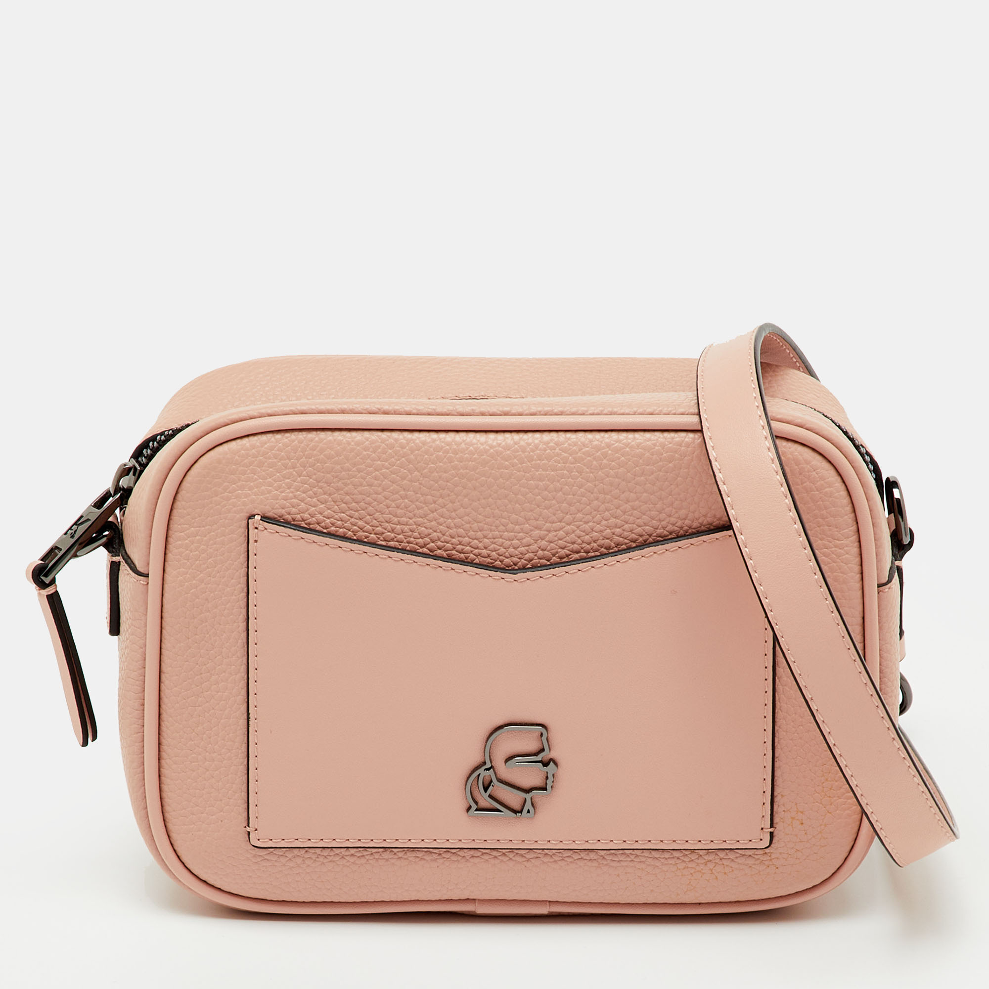 

Karl Lagerfeld Powder Pink Leather Crossbody Bag