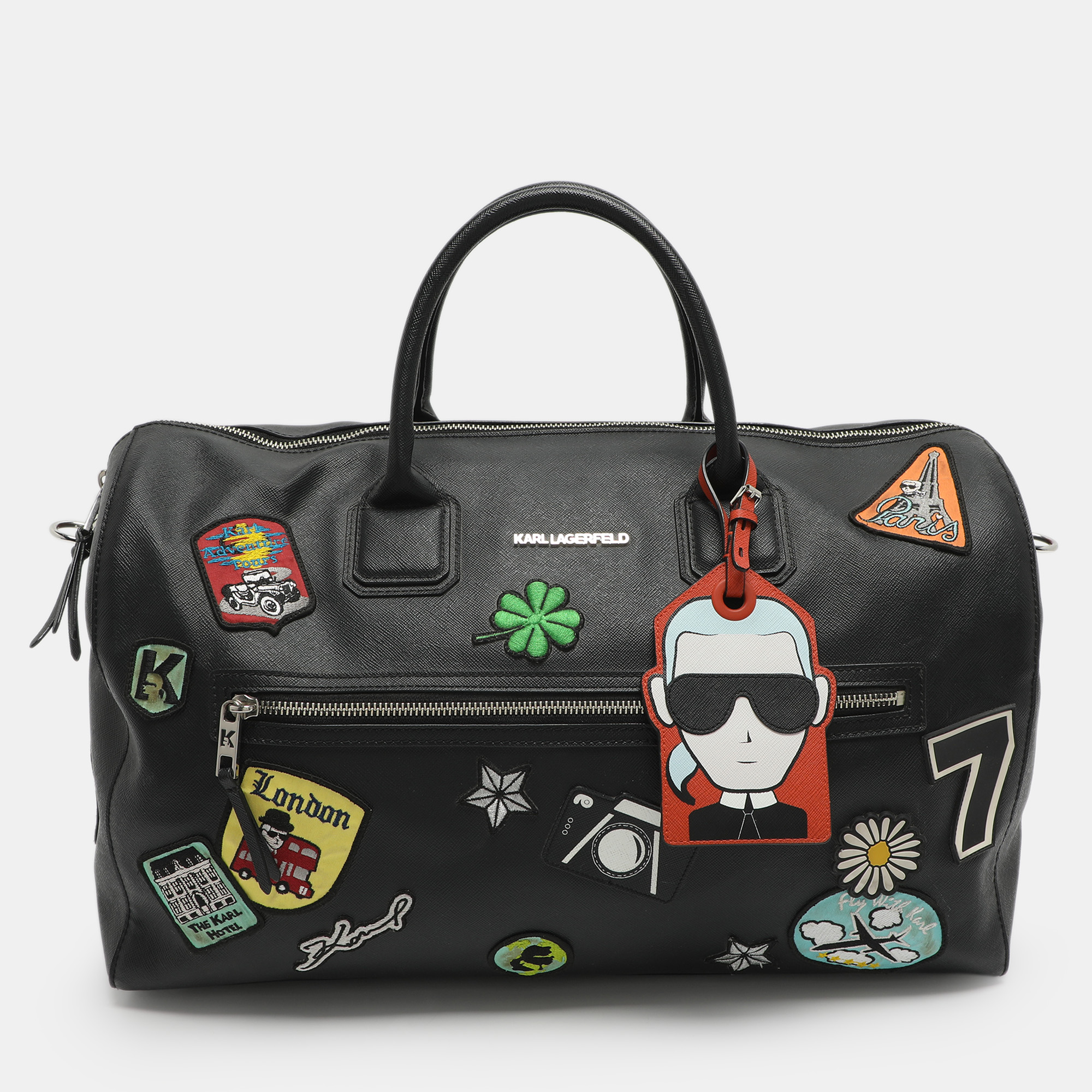 

Karl Lagerfeld Black PVC Patches Duffel Bag