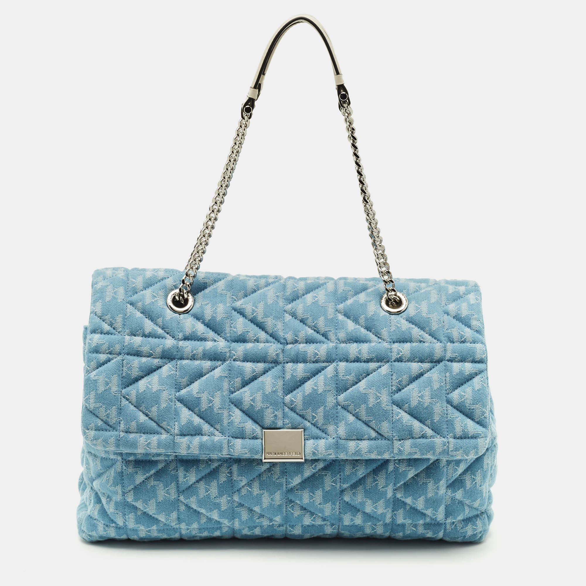 

Karl Lagerfeld K/Kuilted  Blue Denim Jacquard Flap Shoulder Bag