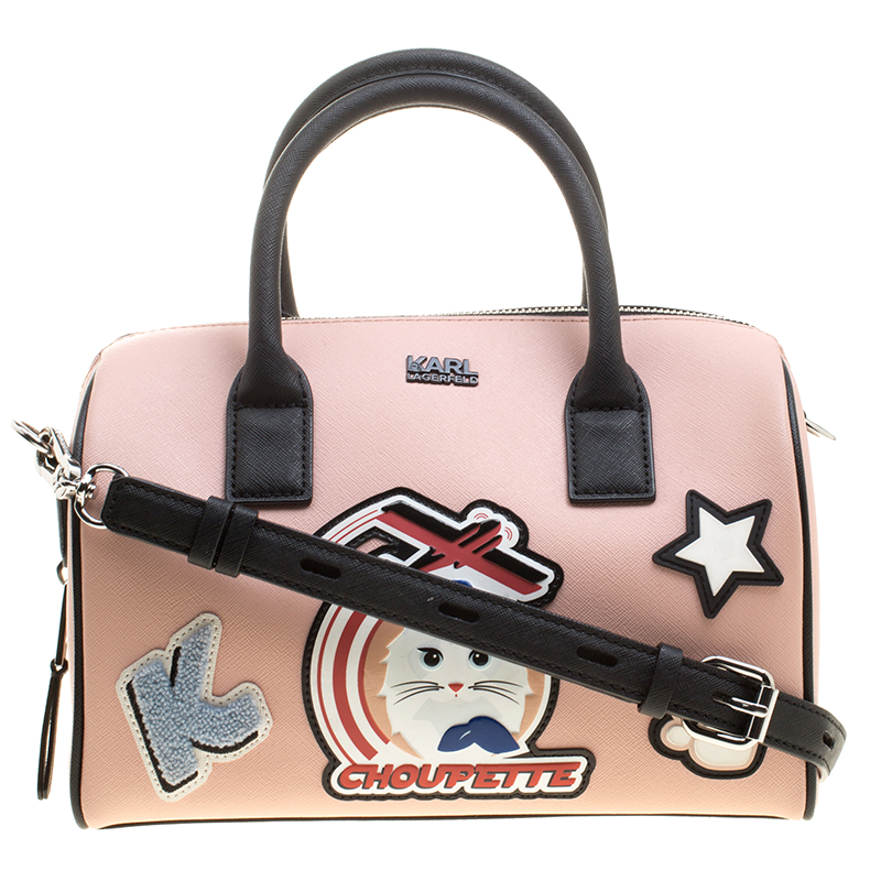 Karl Lagerfeld Blush Pink Coated Canvas K/Jet Choupette Mini Duffel Bag