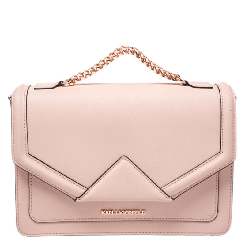 Karl Lagerfeld Blush Pink Leather K/Klassik Shoulder Bag