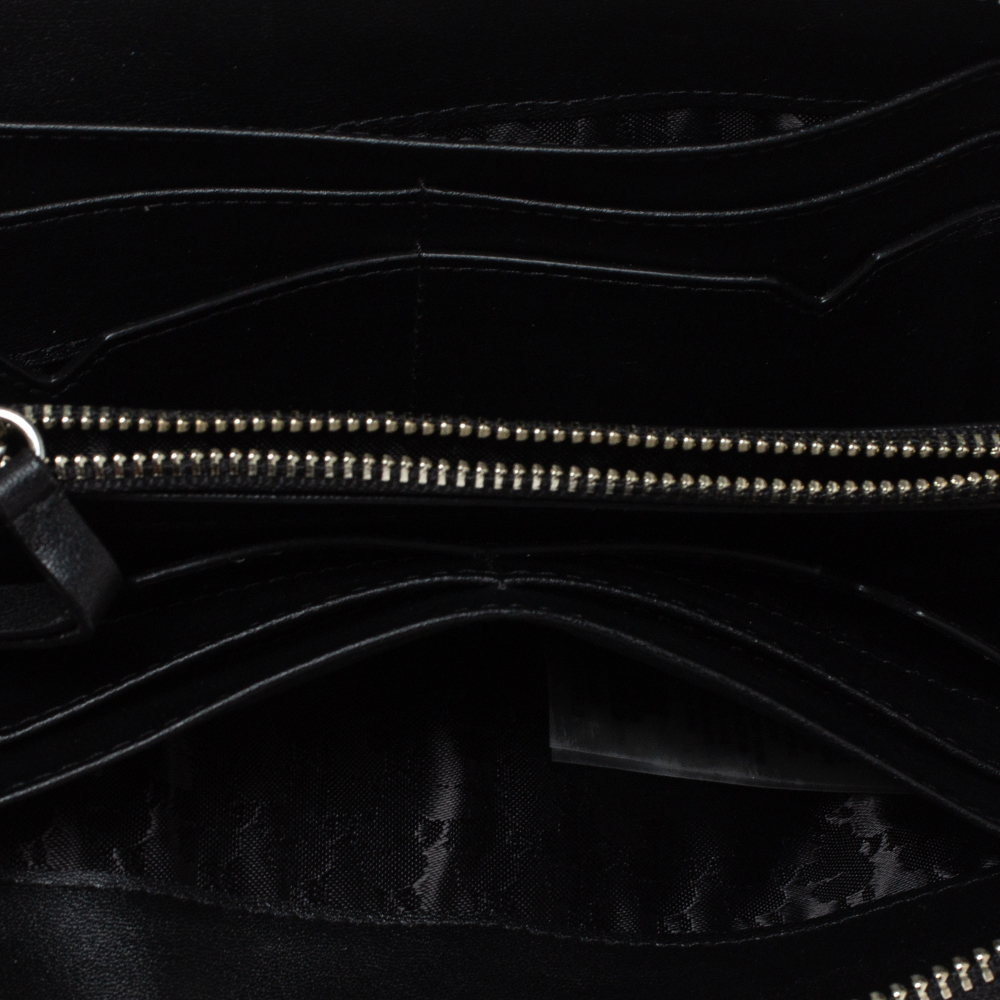 

Karl Lagerfeld Black/Blue Leather Zip Around Wallet