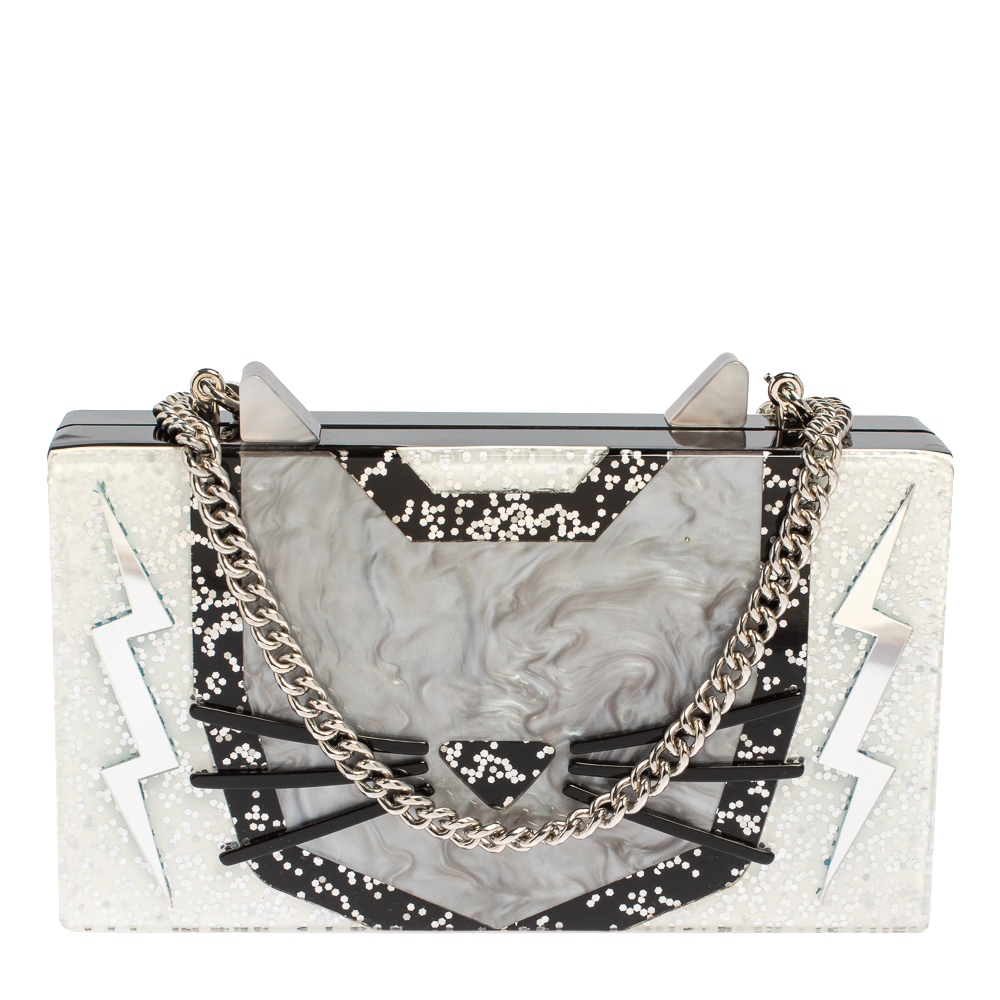 Pre-owned Karl Lagerfeld Clutch Bag In Silver