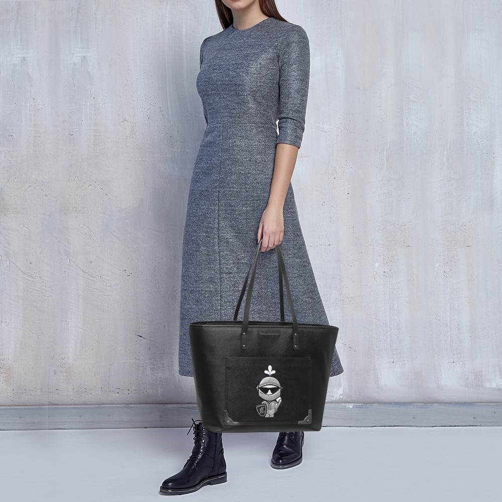 

Karl Lagerfeld Black Coated Canvas Maybelle Tote