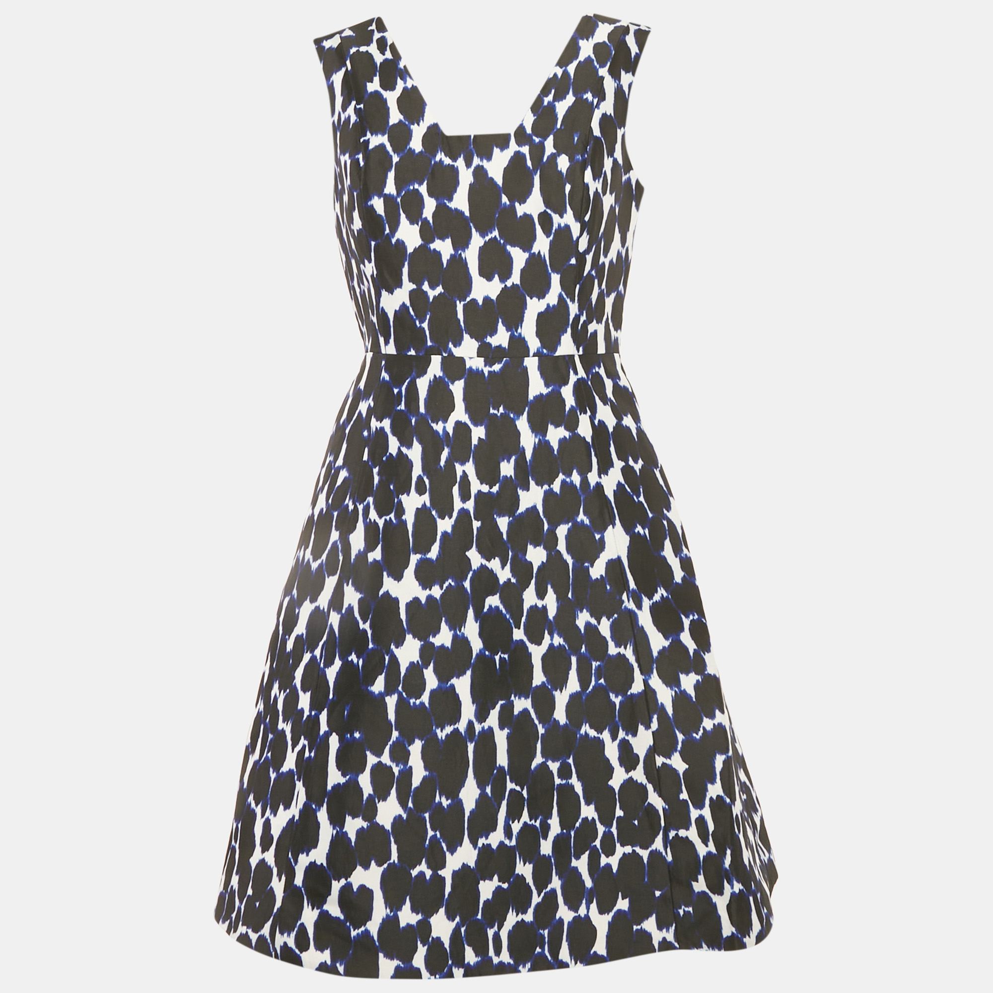 

Kate Spade Blue Leopard Print Crepe Fit and Flare Dress S