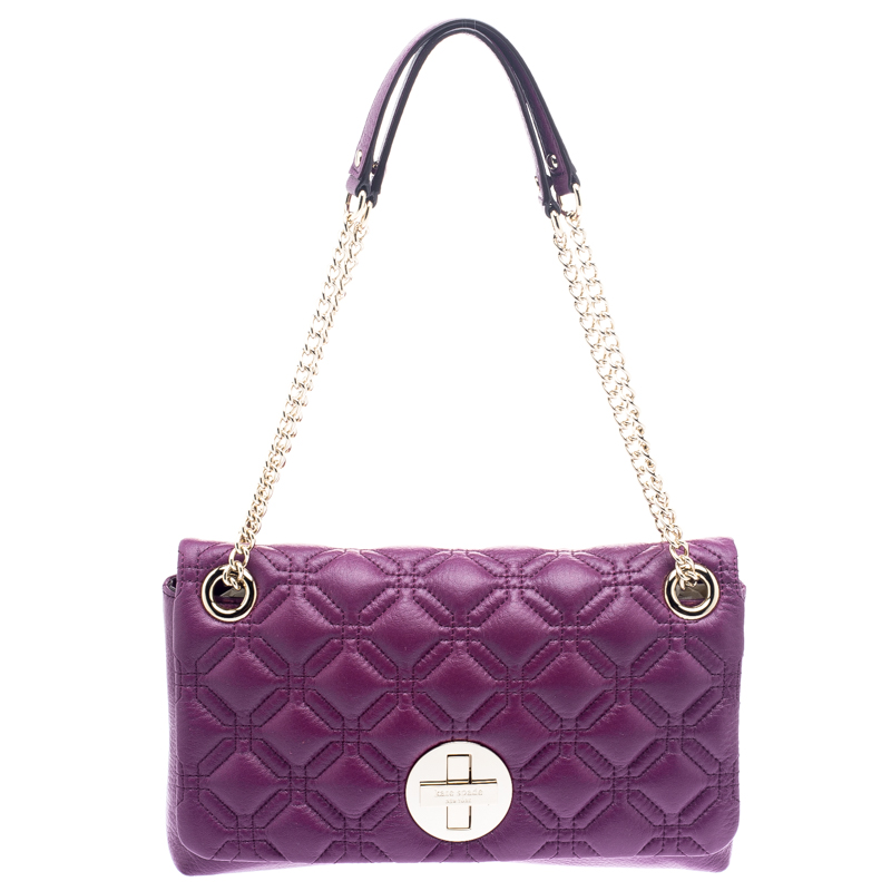 Pre Owned Kate Spade Purple Quilted Leather Astor Court Cynthia Shoulder Bag