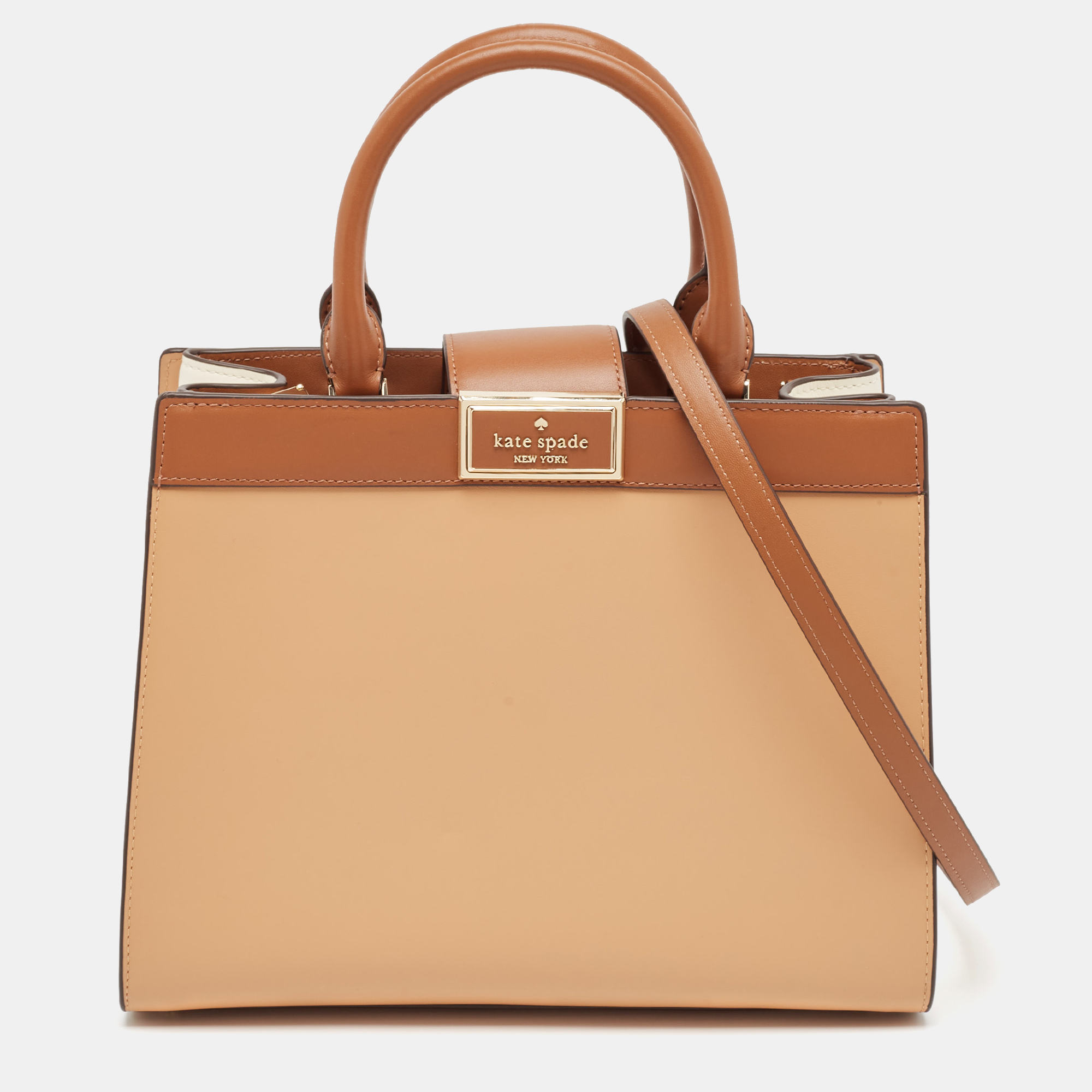 

Kate Spade Brown/Beige Leather Reegan Colorblock Tote