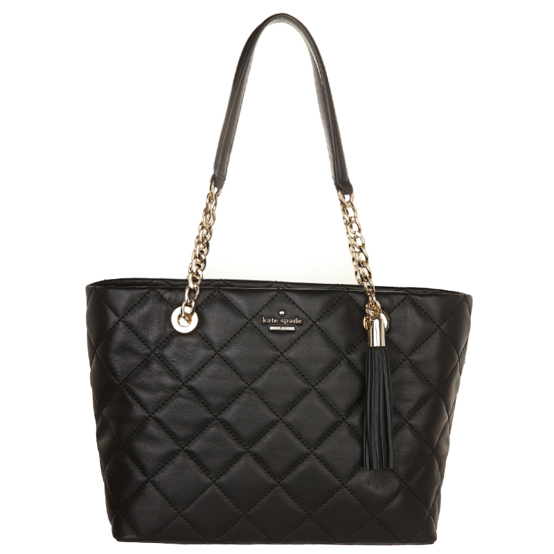 Pre Owned Kate Spade Black Quilted Leather Small Emerson Place Priya Shopper Tote