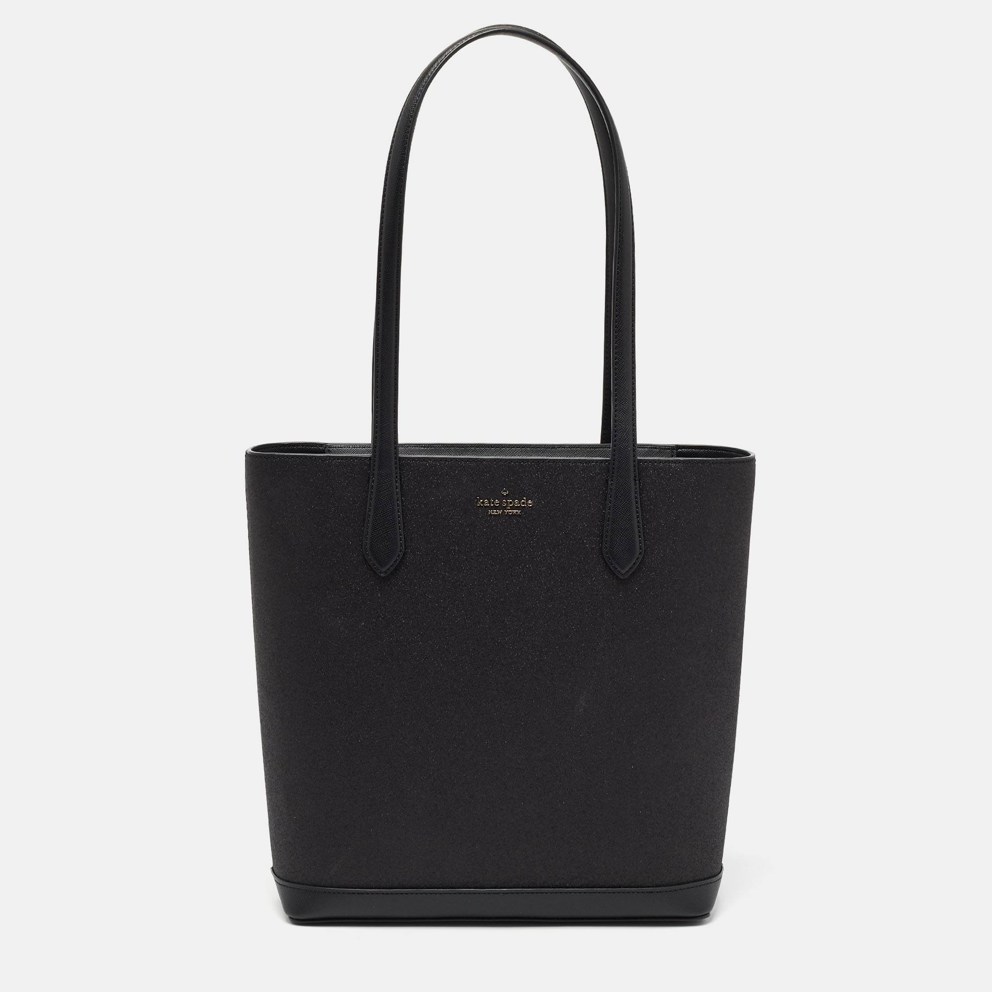 Pre-owned Kate Spade Black Glitter Fabric And Leather Tinsel Tote