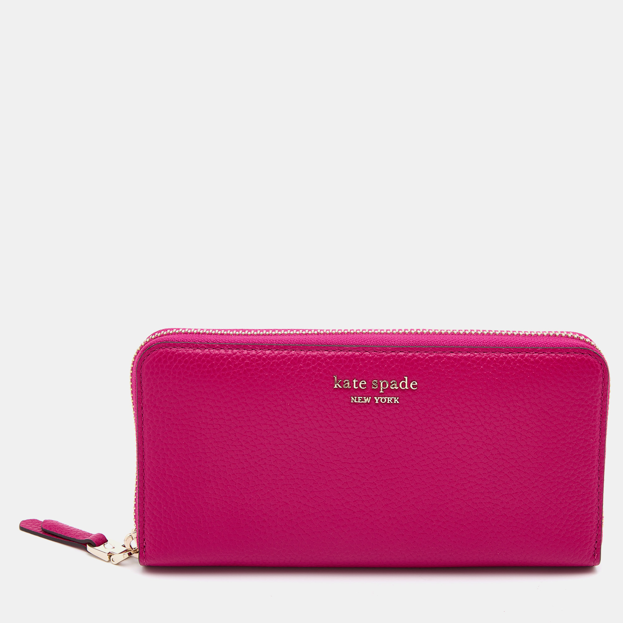 Pre-owned Kate Spade Pink Leather Zip Around Wallet