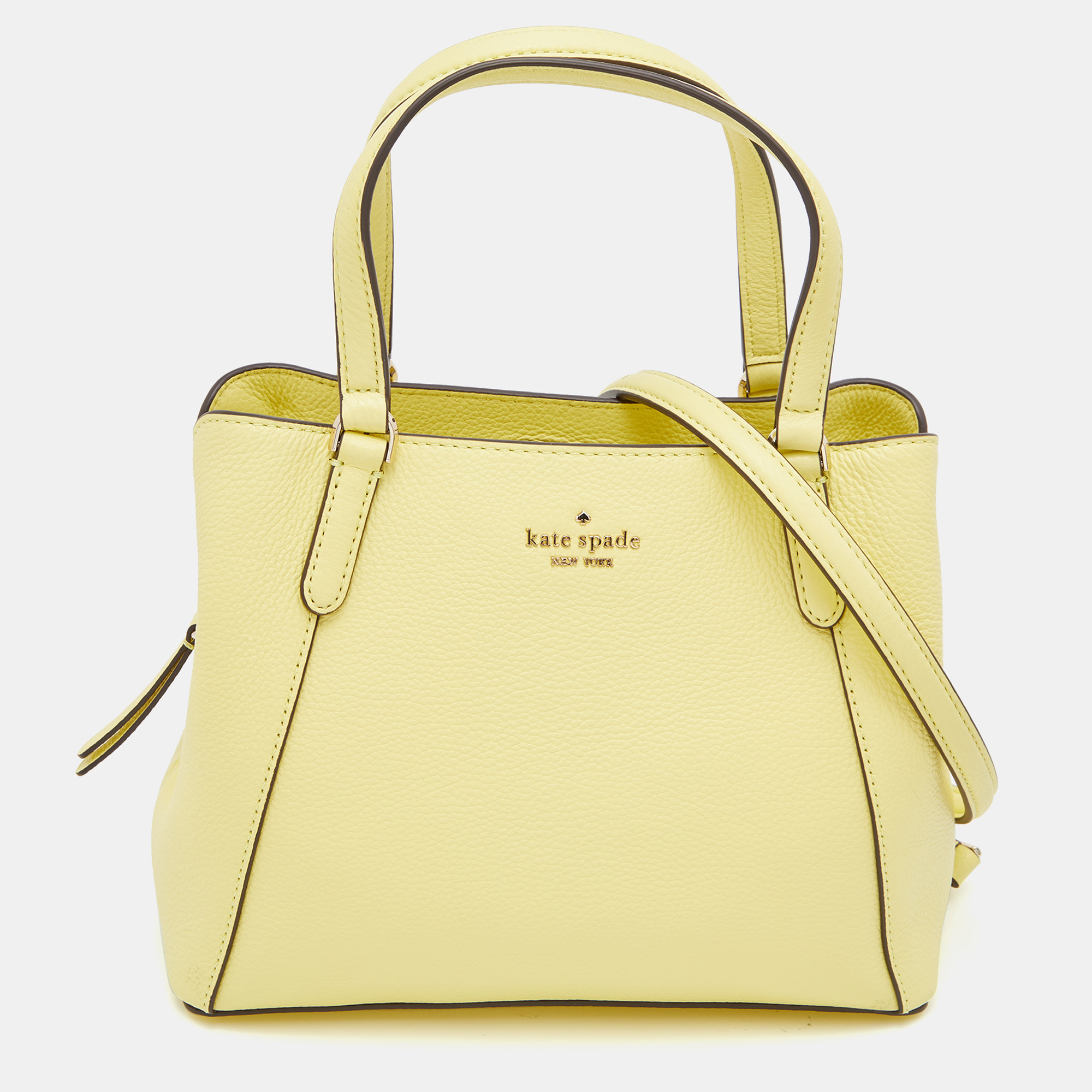 Pre-owned Kate Spade Yellow Leather Jackson Medium Triple Compartment Satchel