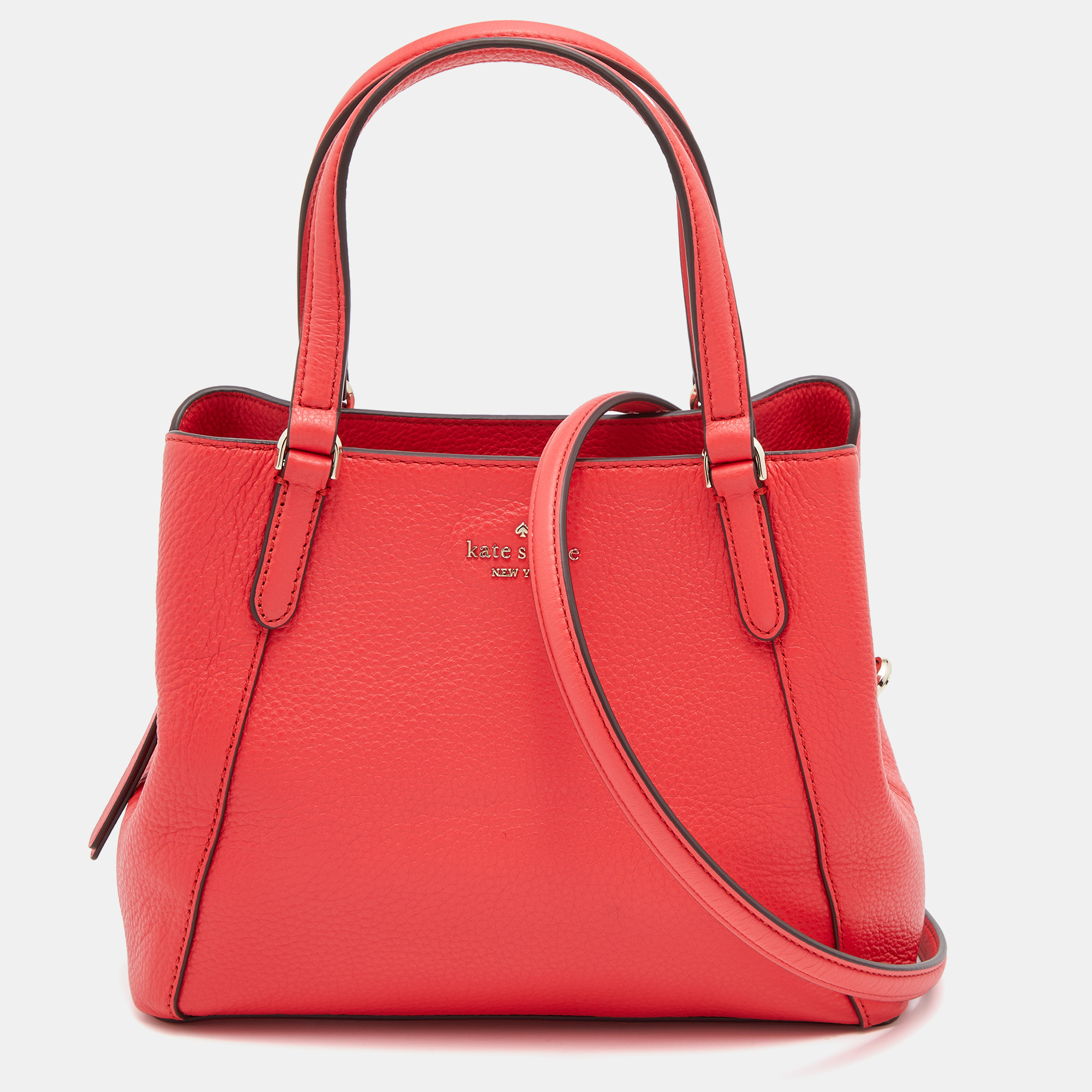 Pre-owned Kate Spade Coral Red Leather Jackson Medium Triple Compartment Satchel