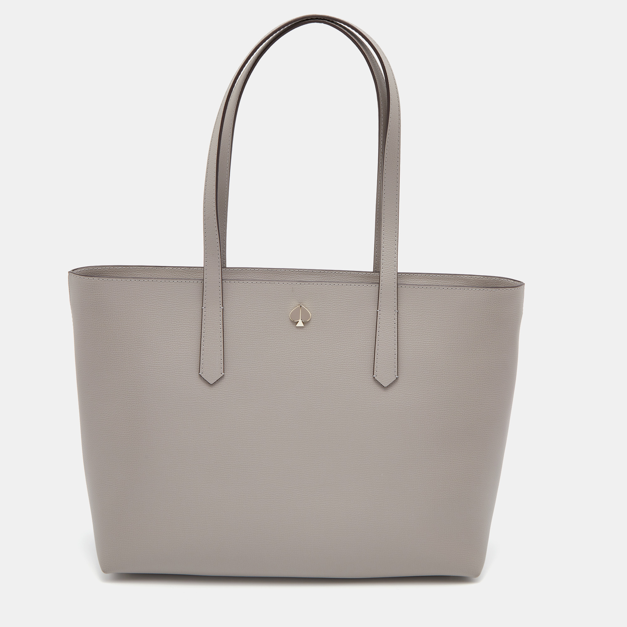 Pre-owned Kate Spade Light Grey Leather Large Molly Tote