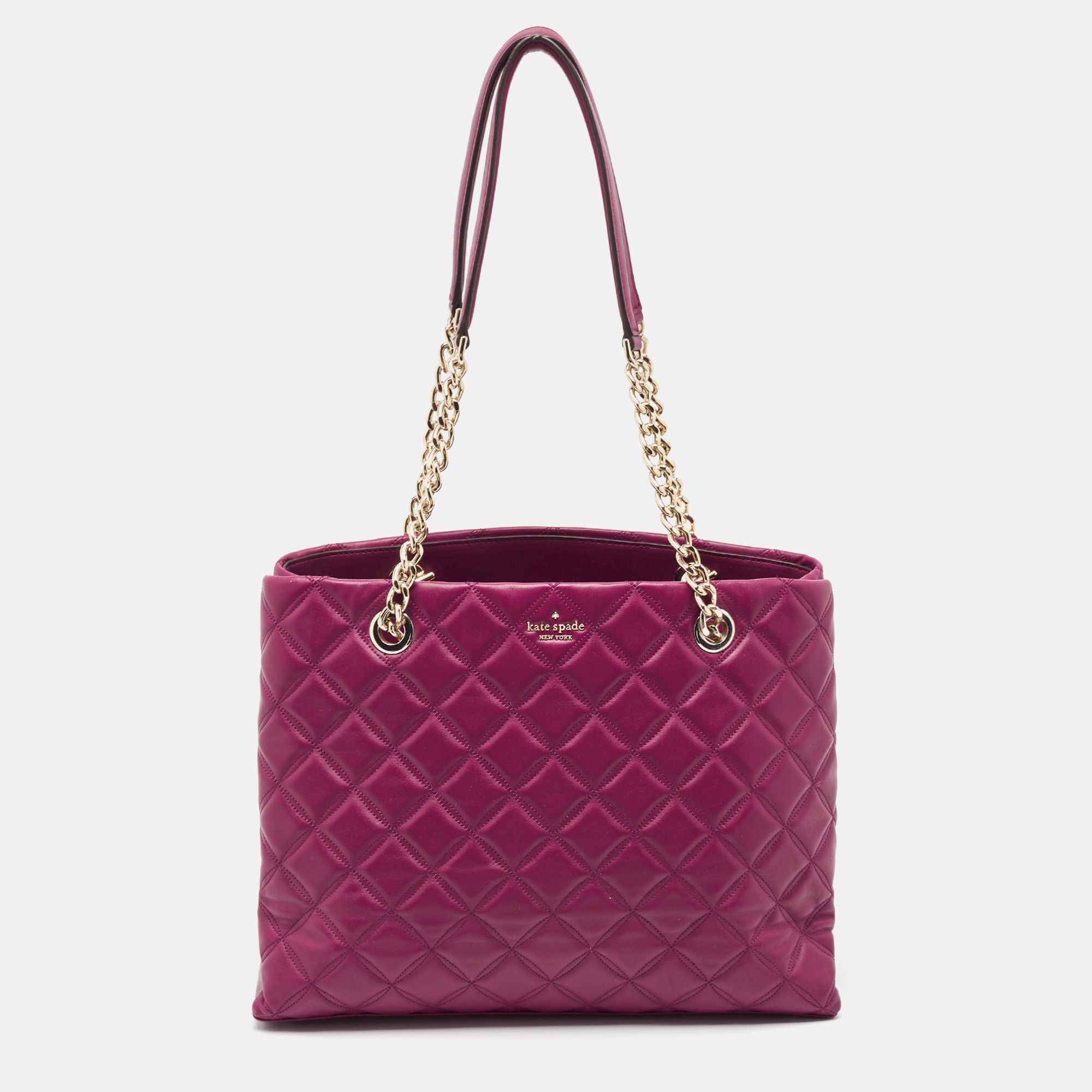 Pre-owned Kate Spade Burgundy Quilted Leather New York Natalia Tote