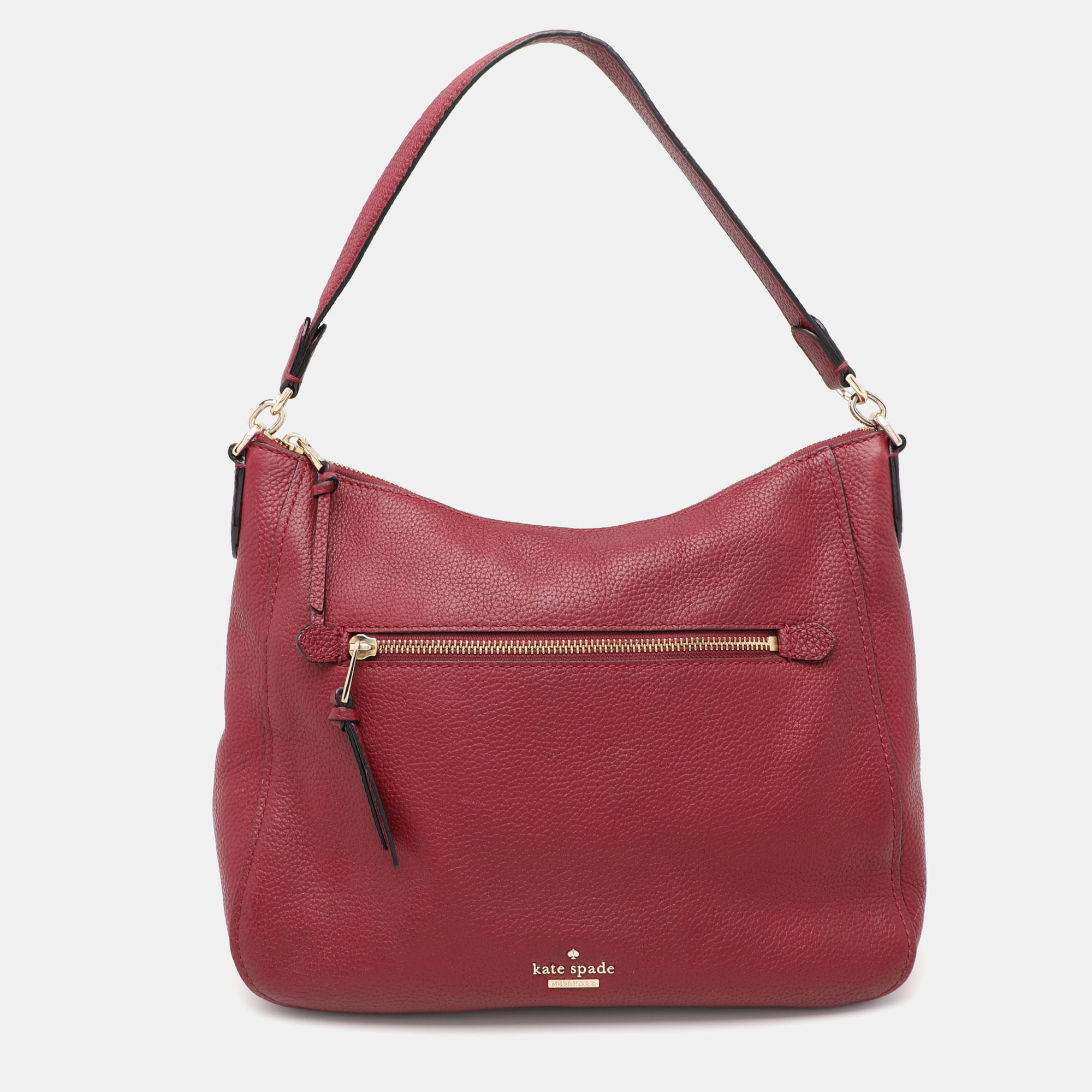 Pre-owned Kate Spade Burgundy Leather Jackson Street Hayden Hobo