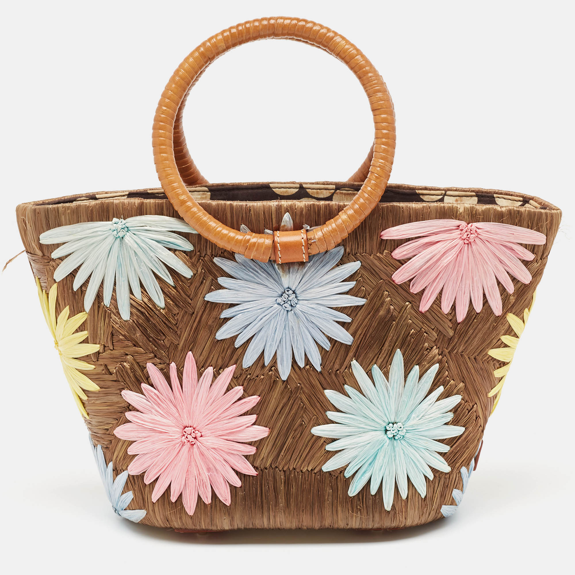 

Kate Spade Multicolor Floral Straw Basket Tote