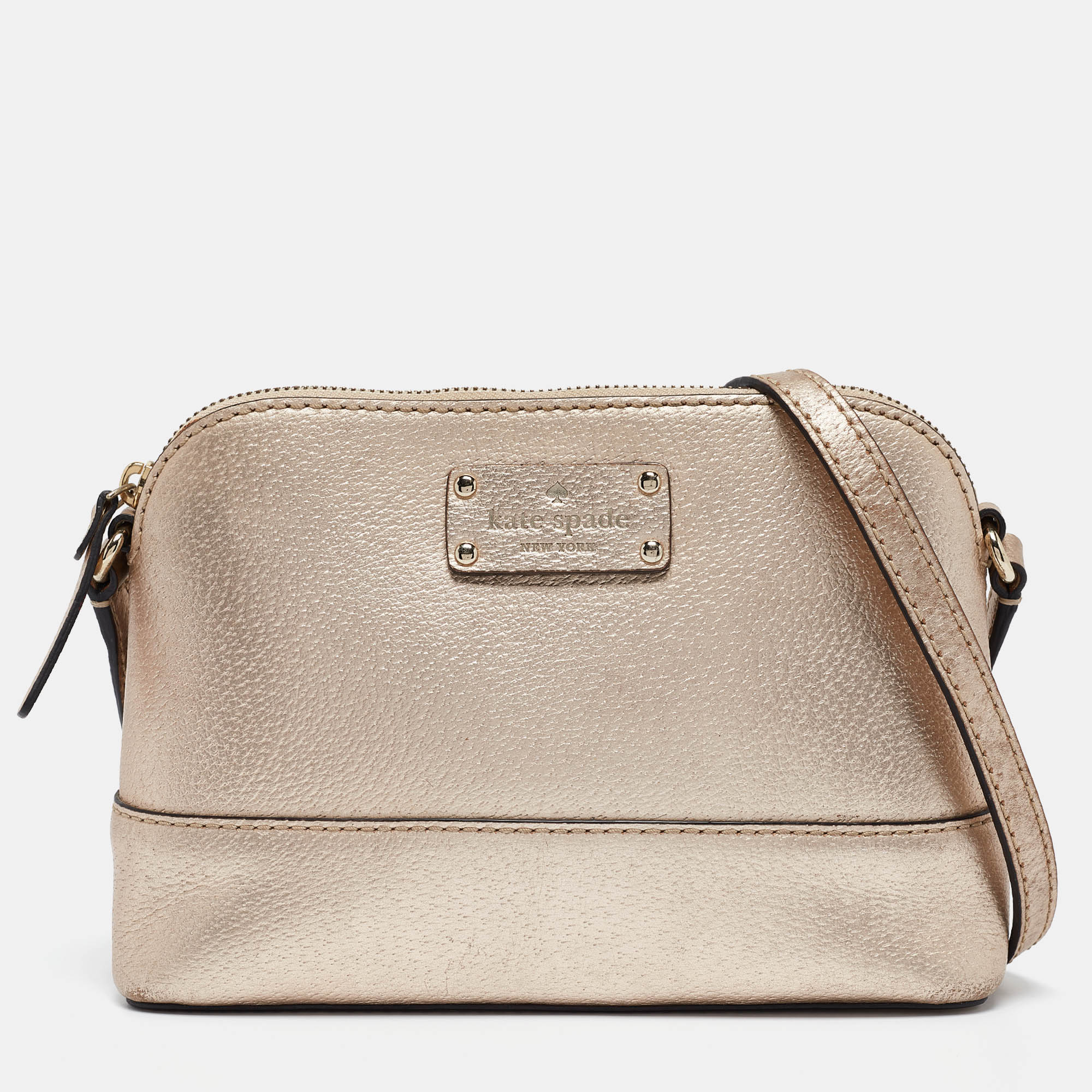 

Kate Spade Gold Leather Wellesley Hanna Crossbody Bag