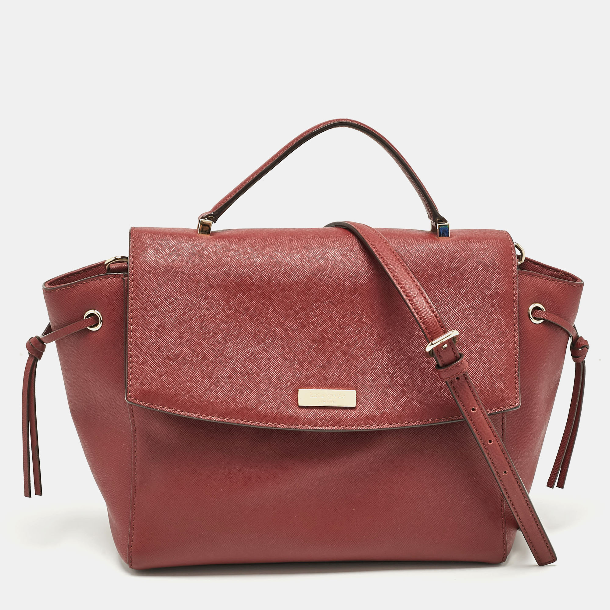 

Kate Spade Maroon Leather Way Lilah Top Handle Bag, Red