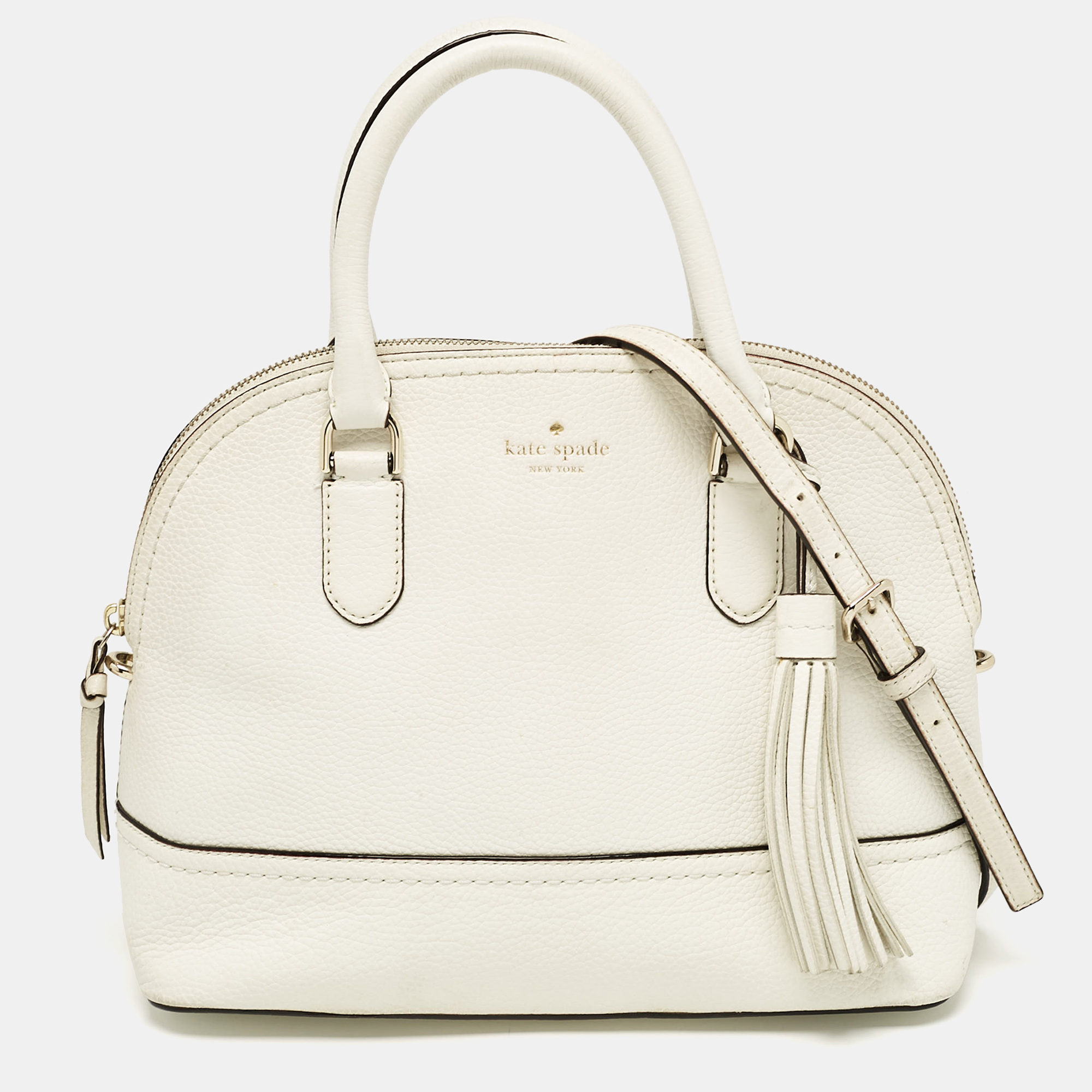 

Kate Spade White Leather Carli McCall Street Satchel