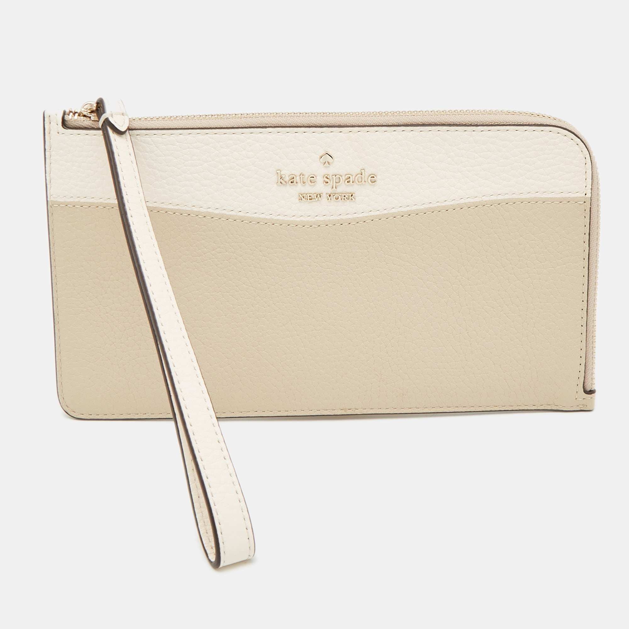 

Kate Spade Beige/Cream Leather  Zip Wristlet Wallet