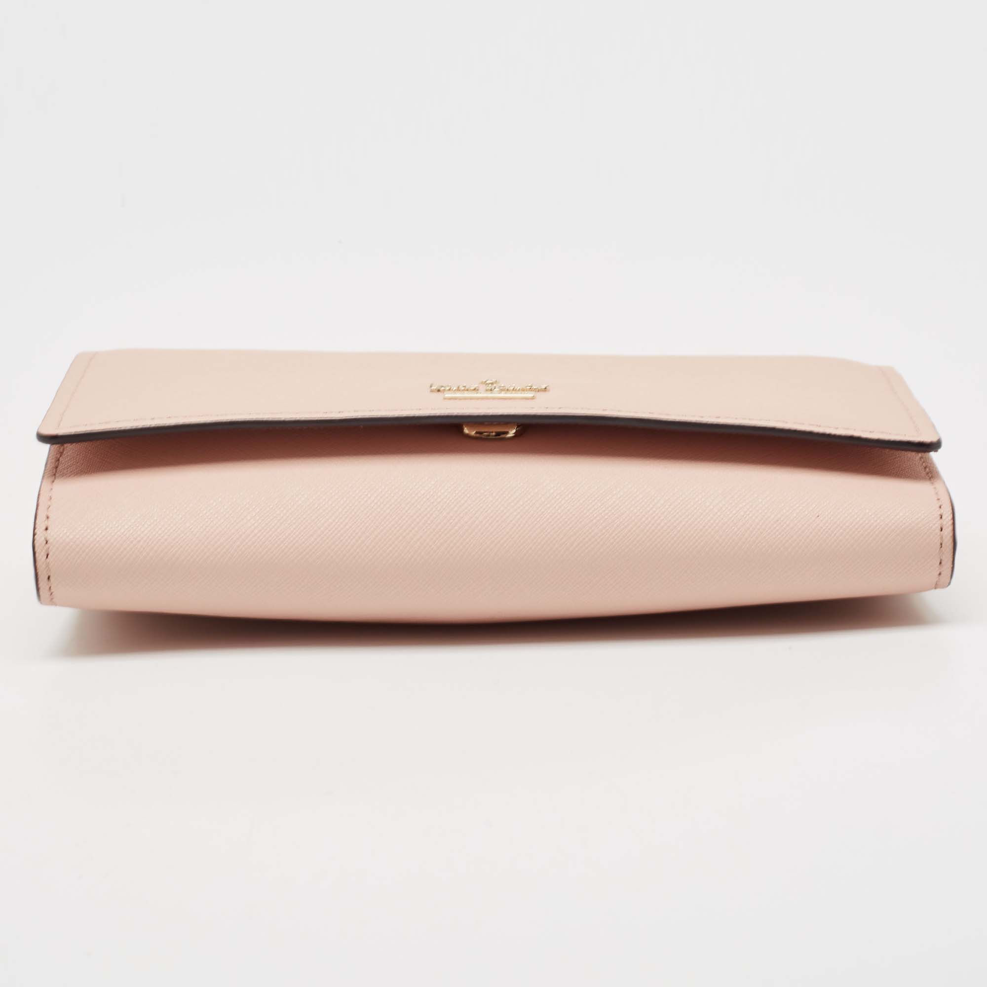 Kate Spade Pink Leather Flap Chain Clutch 
