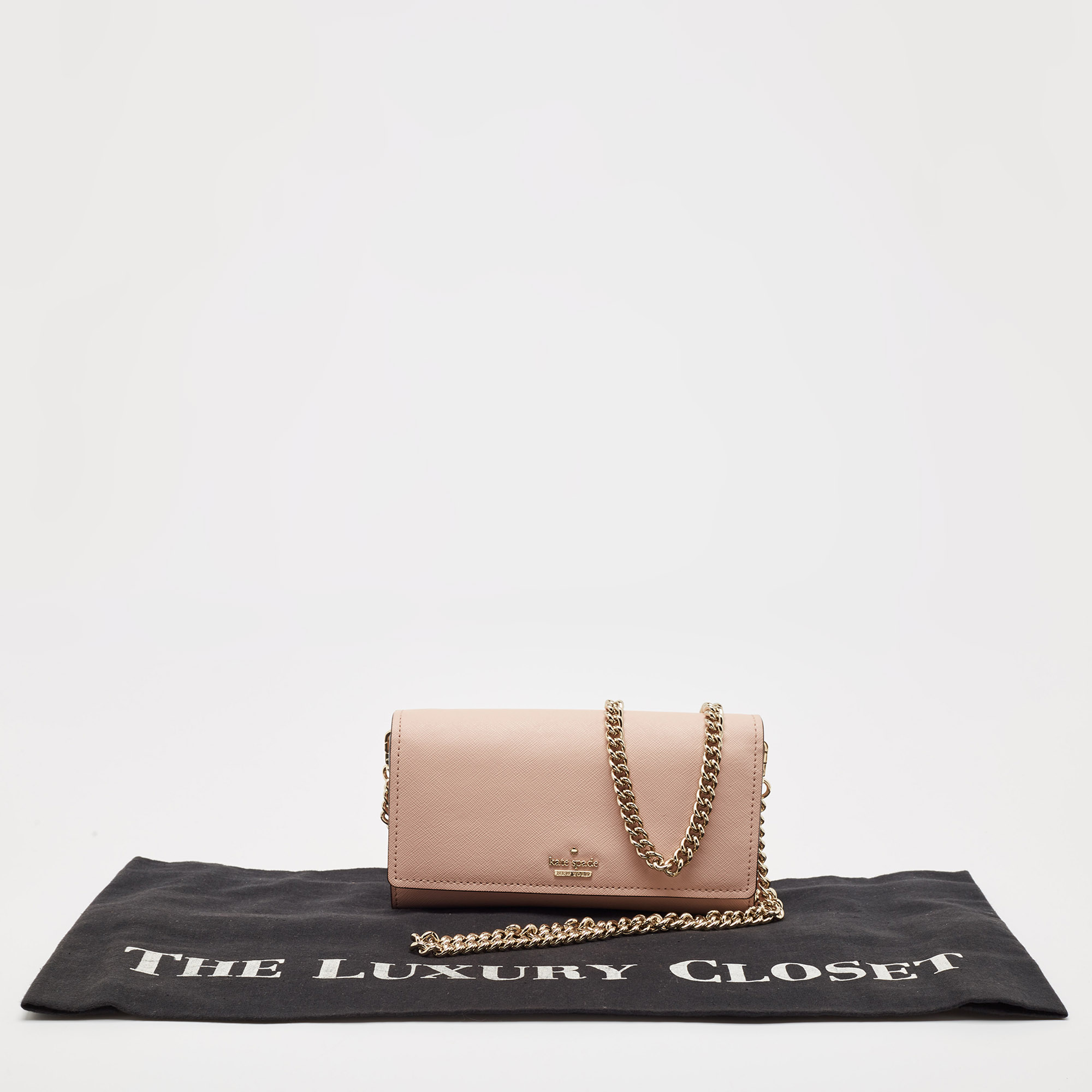 Kate Spade Pink Leather Flap Chain Clutch 