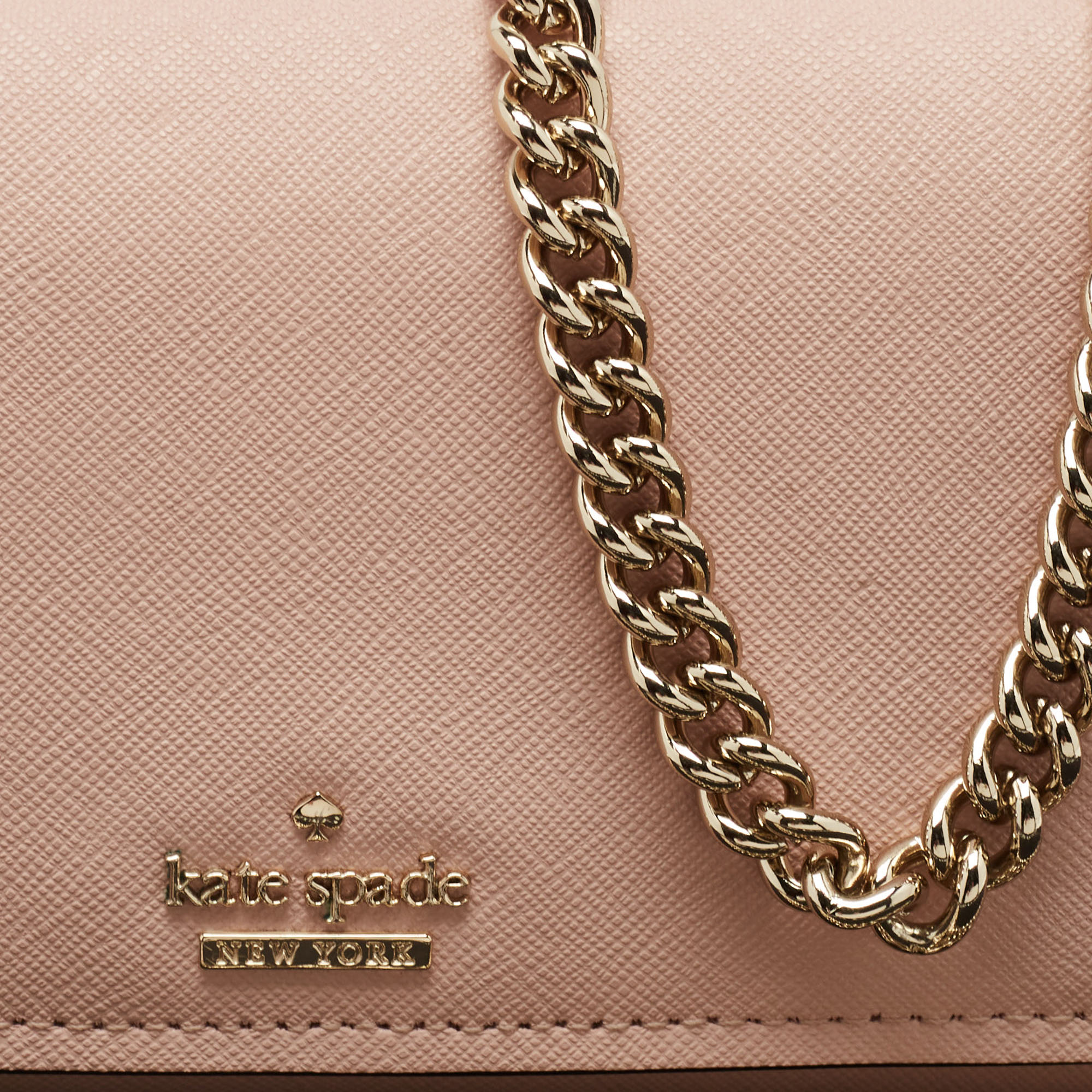 Kate Spade Pink Leather Flap Chain Clutch 