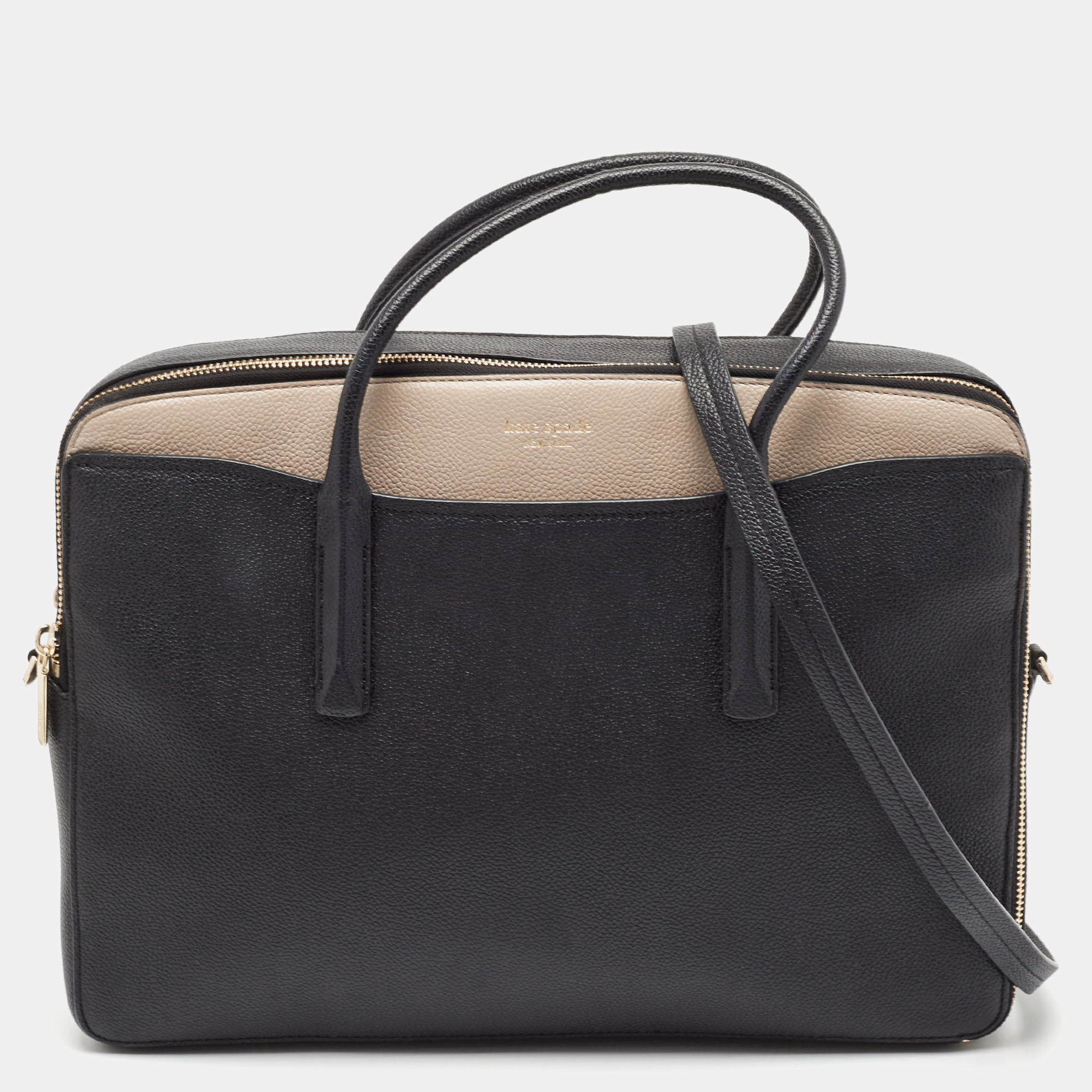 

Kate Spade Black/Beige Leather Margaux Universal Laptop Bag