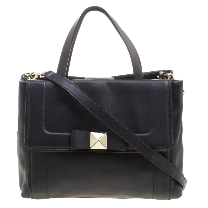 Pre Owned Kate Spade Dark Grey Leather Top handle Bag
