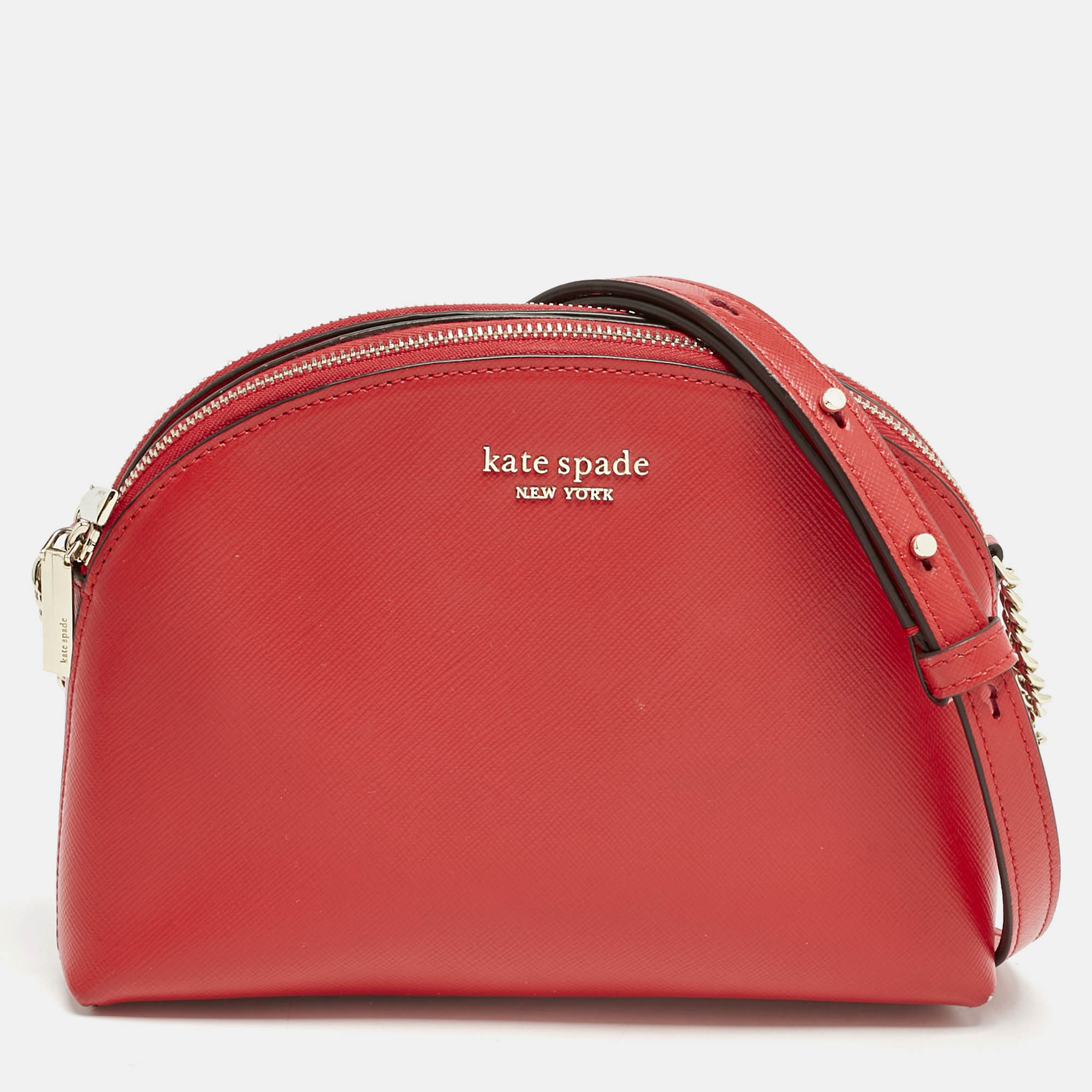 

Kate Spade Red Leather Spencer Small Double Zip Crossbody Bag