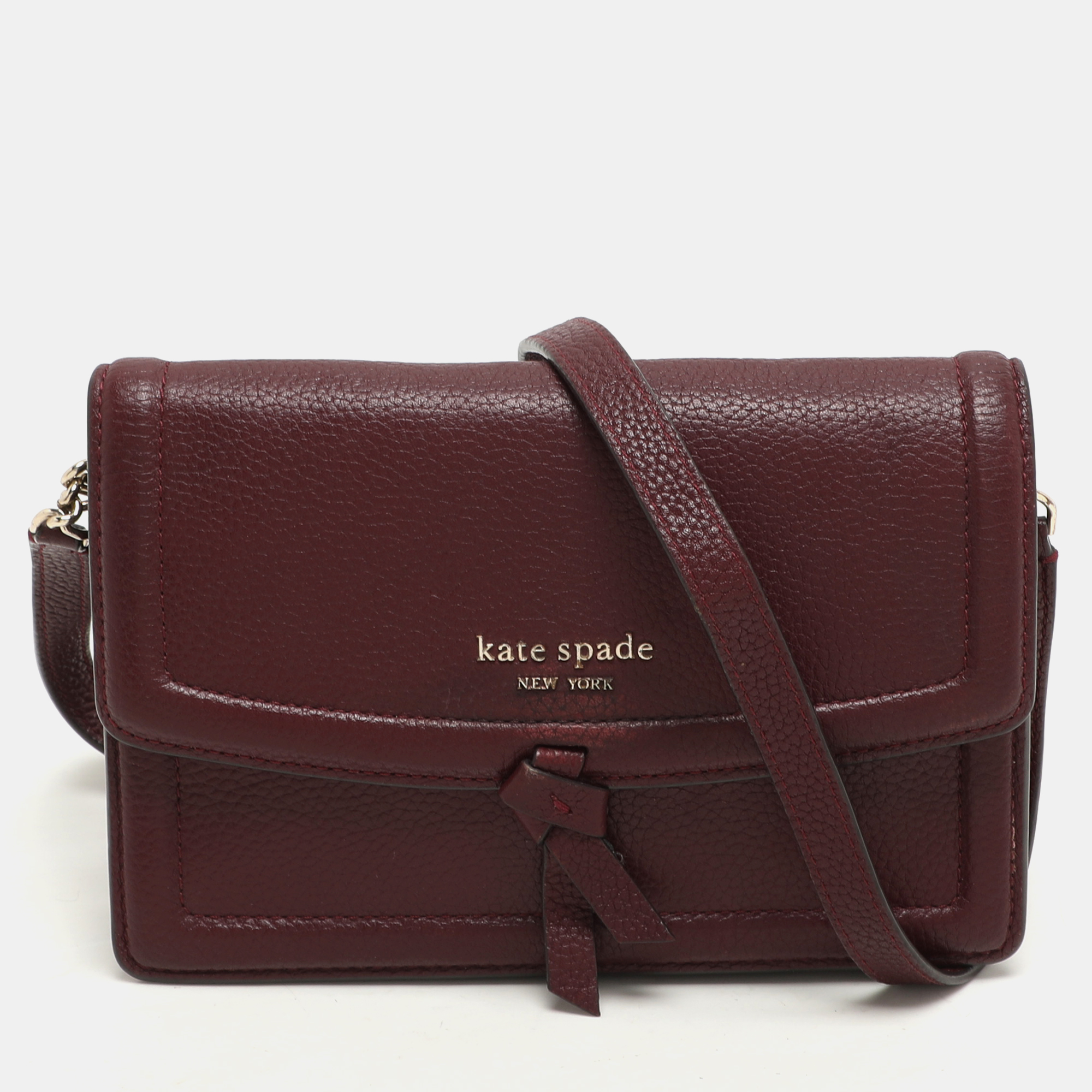 Pre-owned Kate Spade Burgundy Leather Knott Crossbody Bag