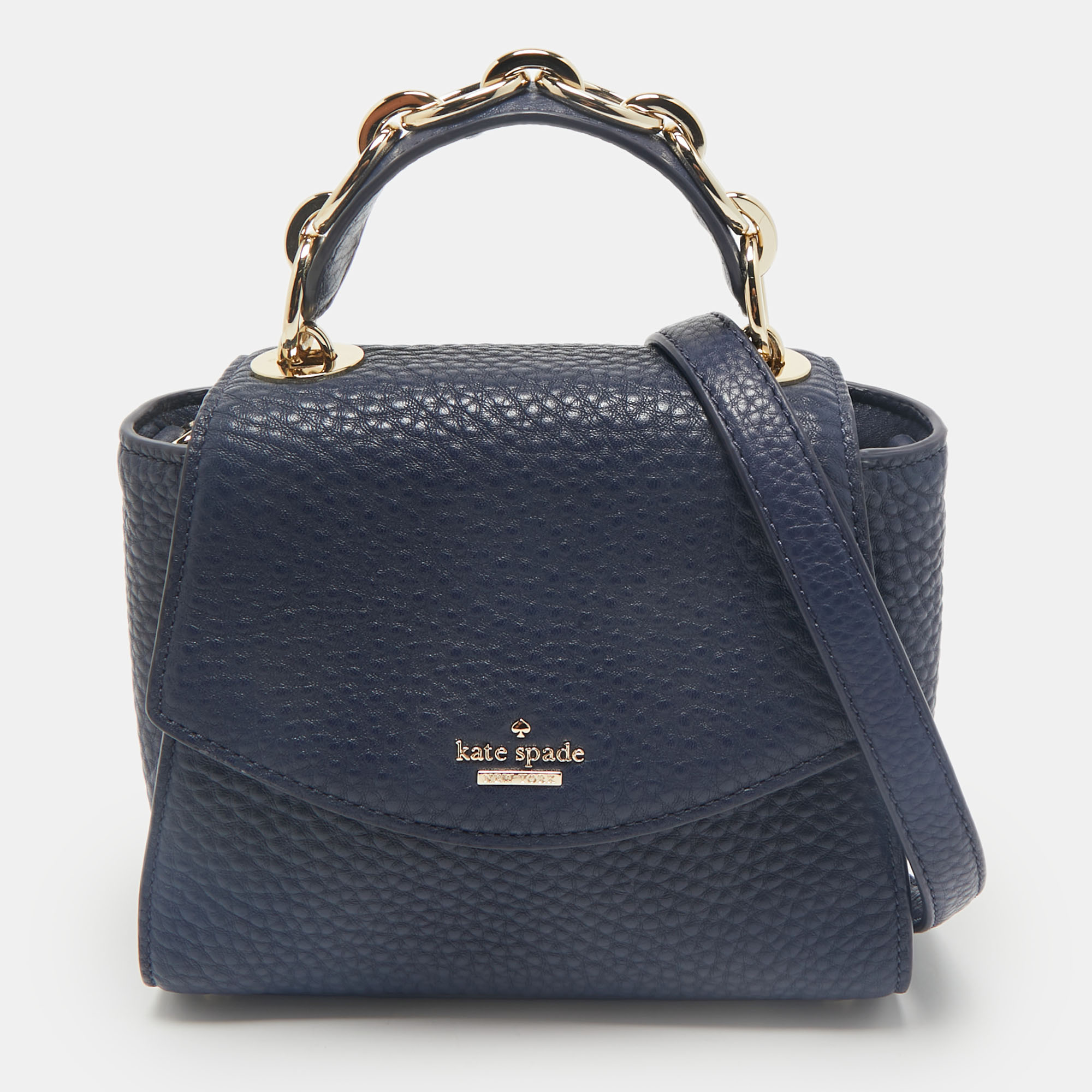 

Kate Spade Navy Blue Pebbled Leather Murray Street Kim Top Handle Bag