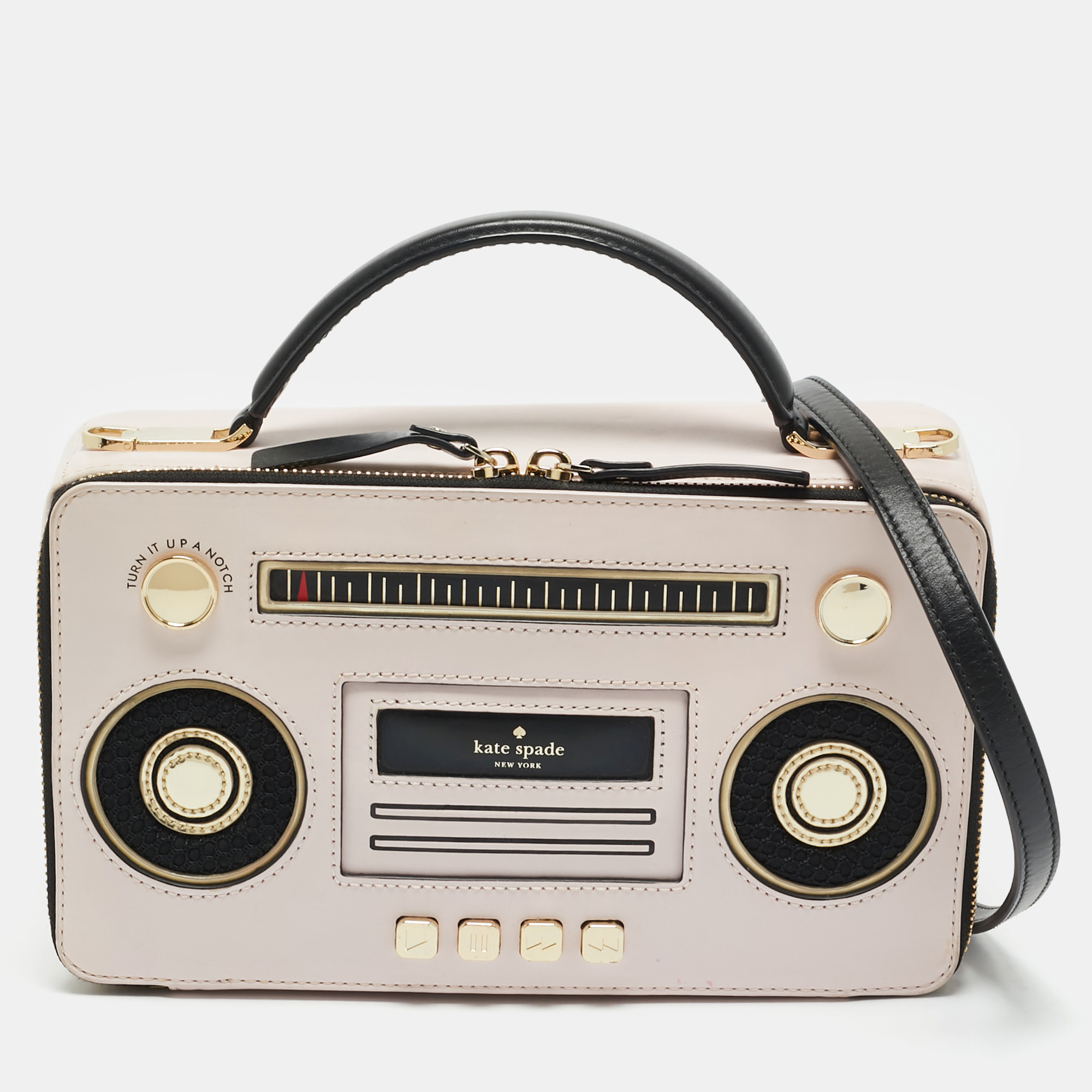 

Kate Spade Pink/Black Faux Leather Jazz Things Up Boom Box Bag