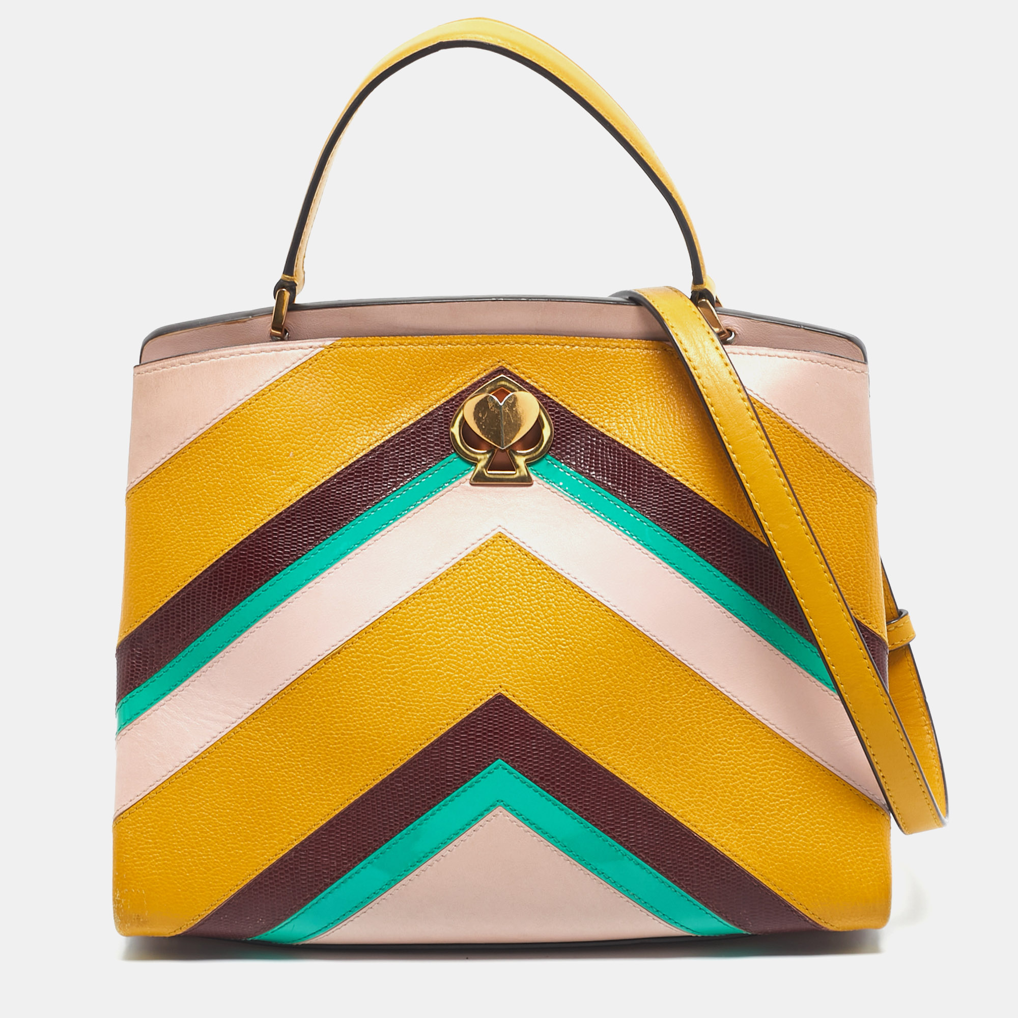 

Kate Spade Multicolor Leather Medium Romy Intarsia Top Handle Bag
