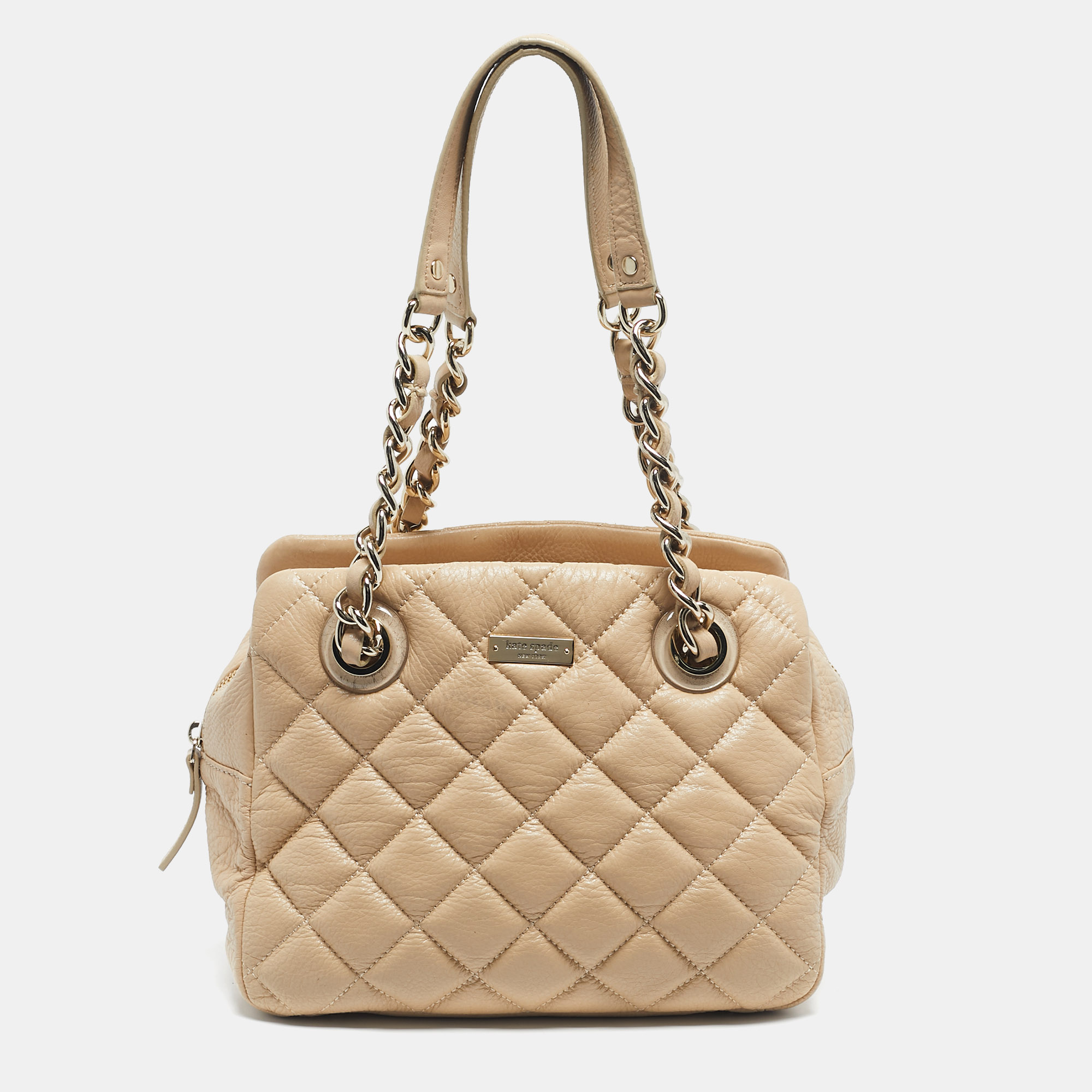 

Kate Spade Light Beige Quilted Leather Elizabeth Satchel