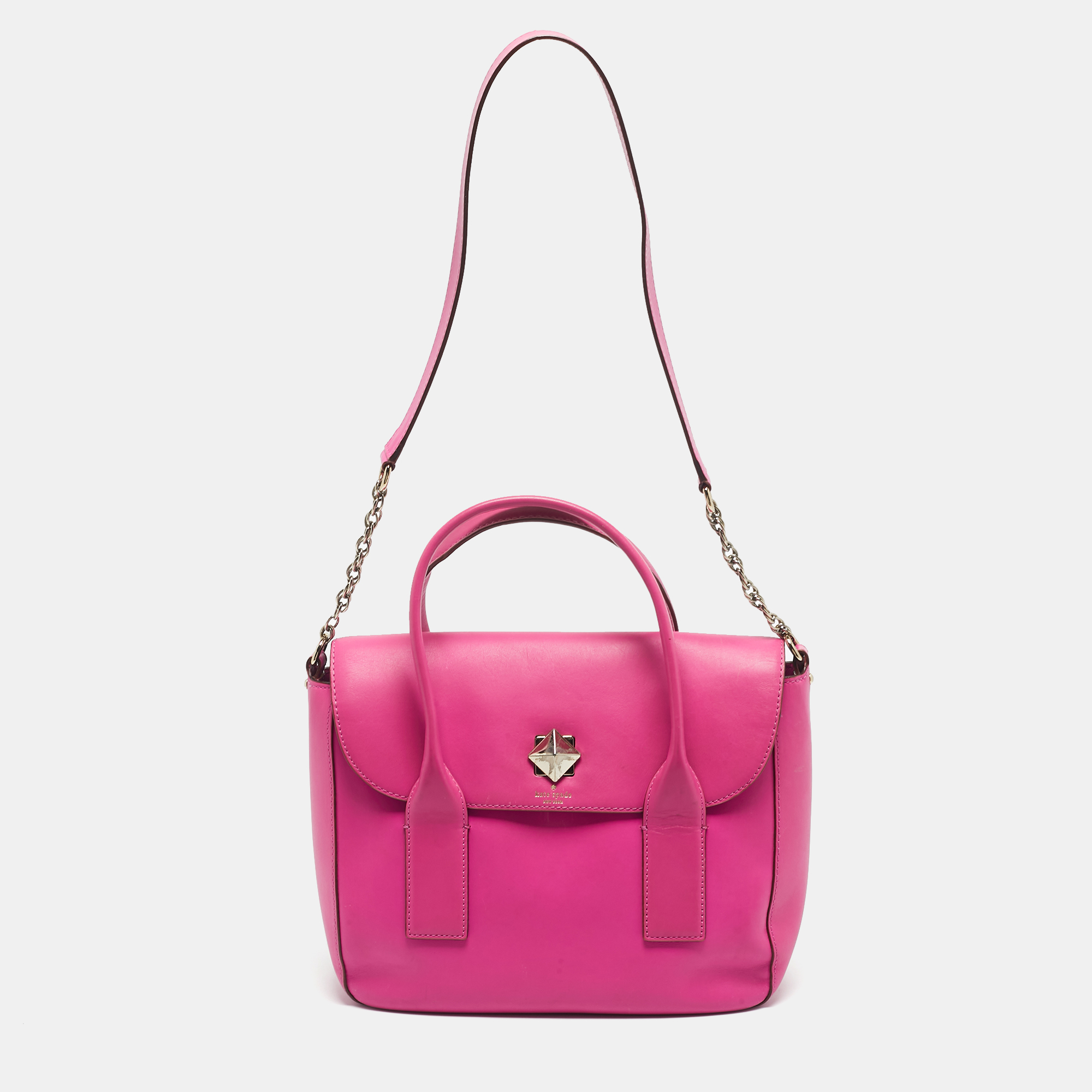 Pre-owned Kate Spade Fuchsia Leather New Bond Street Florence Satchel In Pink